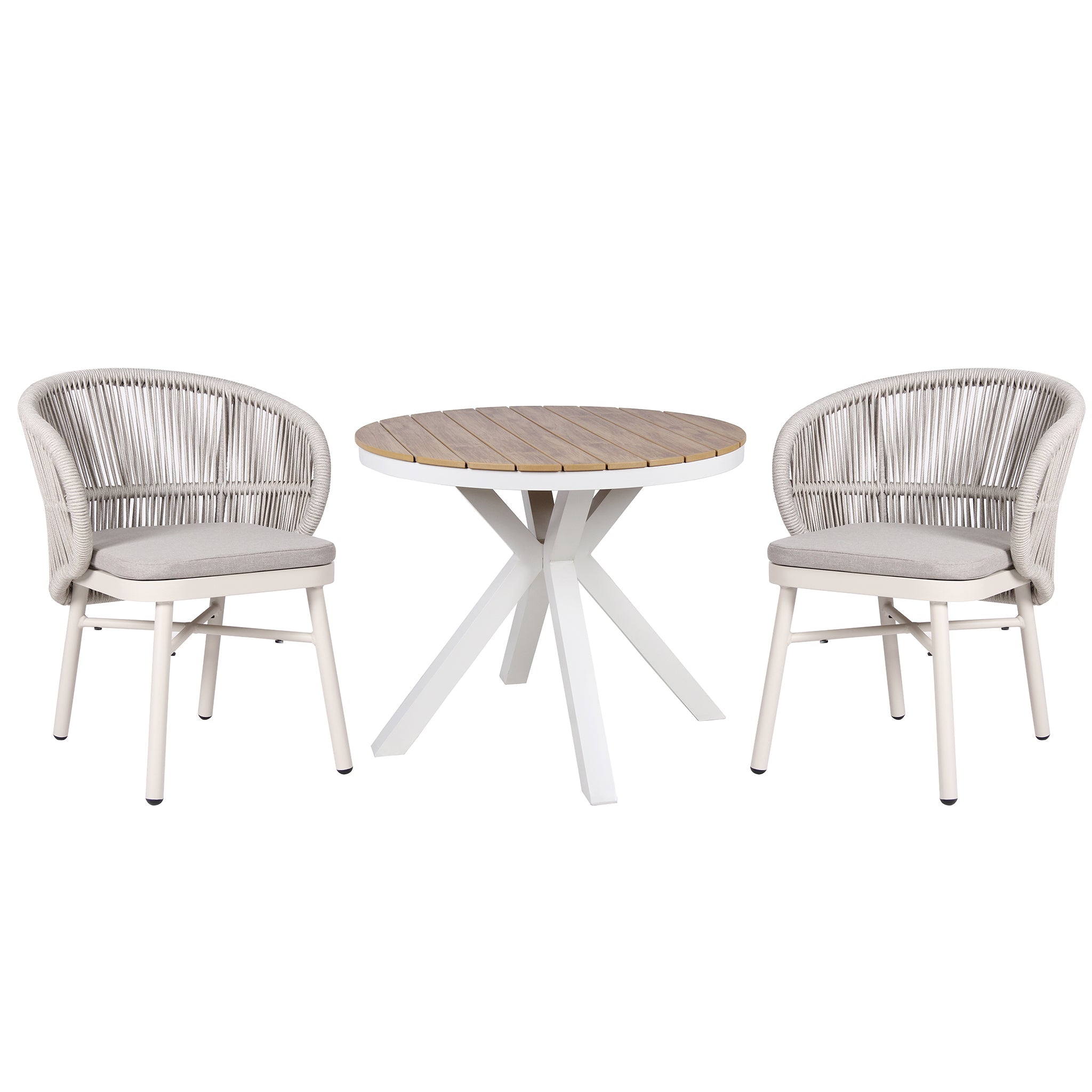 Jamil Sand White Outdoor Dining Chair - Light Grey (Set of 2)