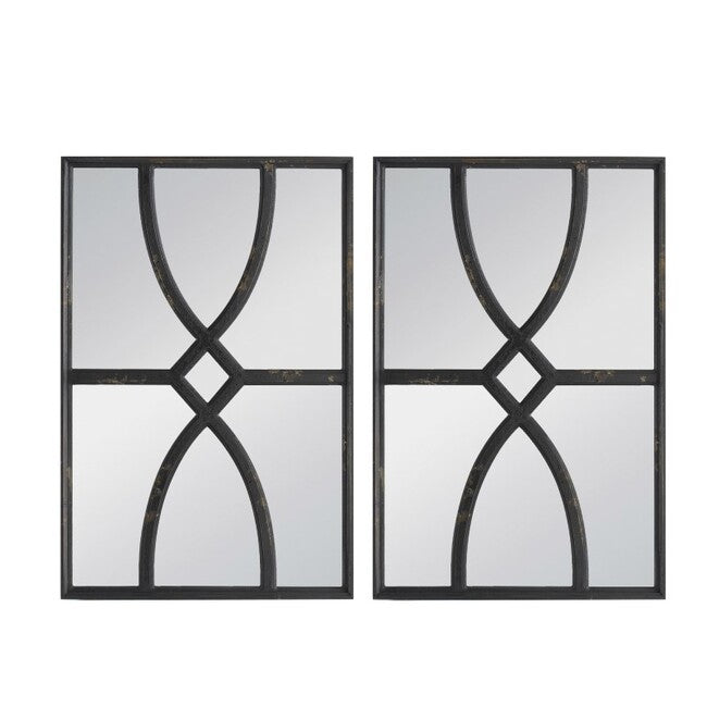 Black Carved Wall Mirrors (Set of 2)