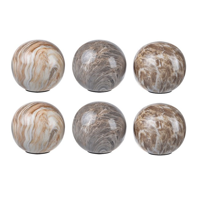 Beige Marbleized Balls (Set of 6)