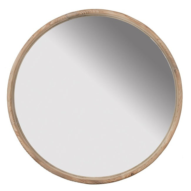 Atherton Round Fir Wood Wall Mirror