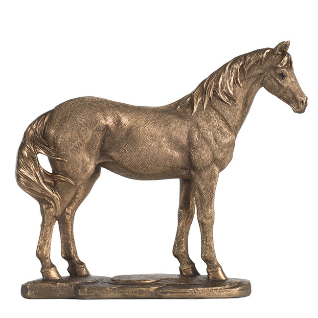 Horse Statue in Rustic Gold Finish