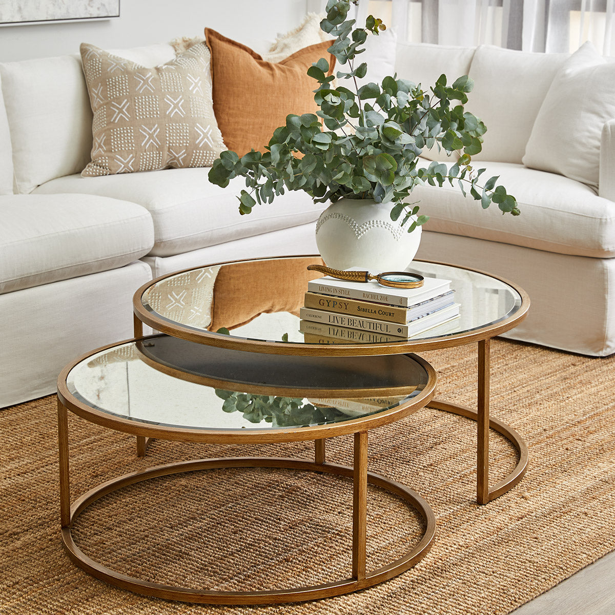 Serene Nesting Coffee Tables - Antique Gold