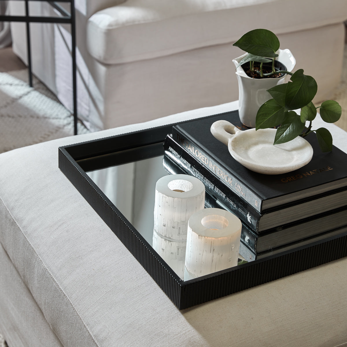 Miles Mirrored Tray - Large Black