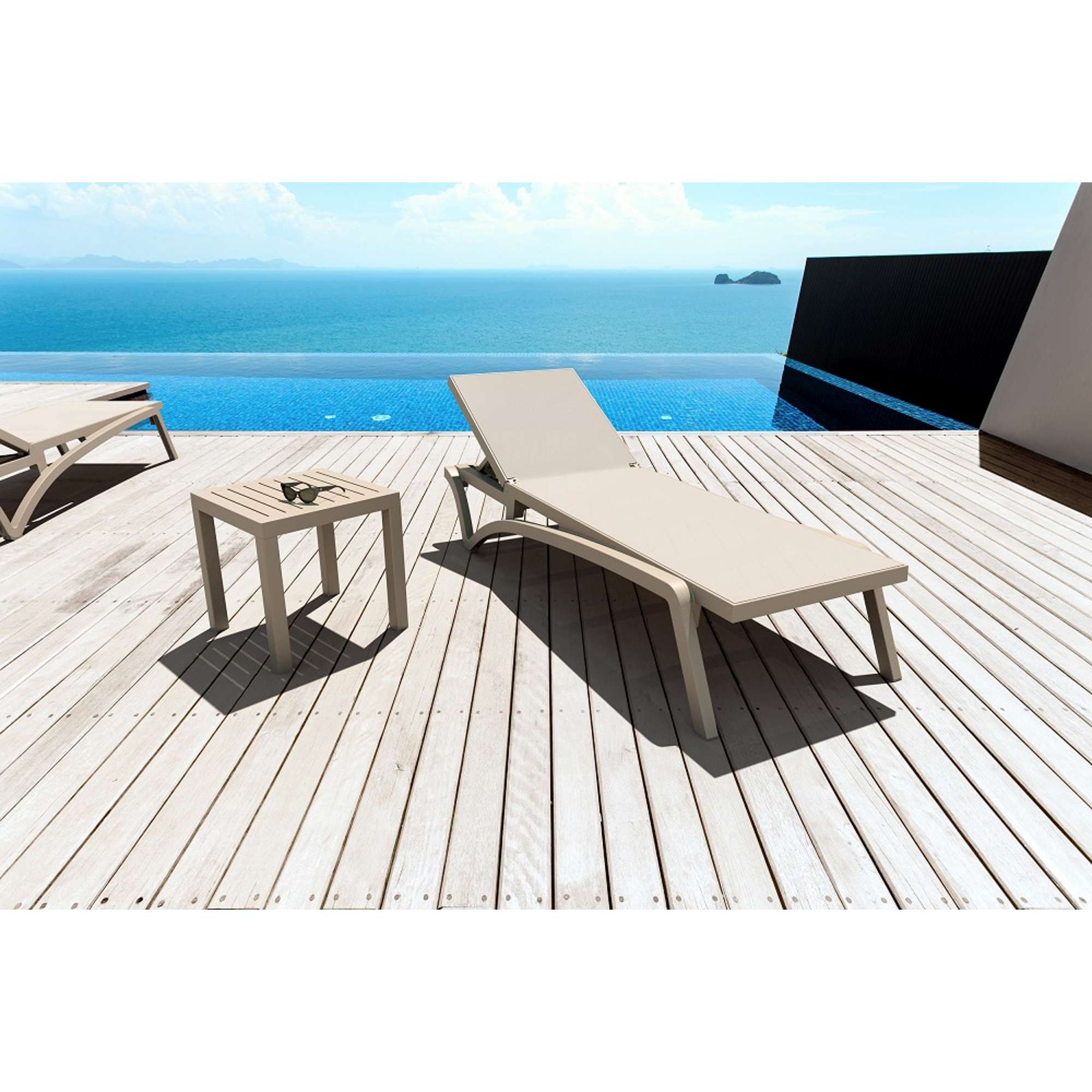 Siesta Pacific Sun Lounger/Ocean Side Table 3 Pc Package