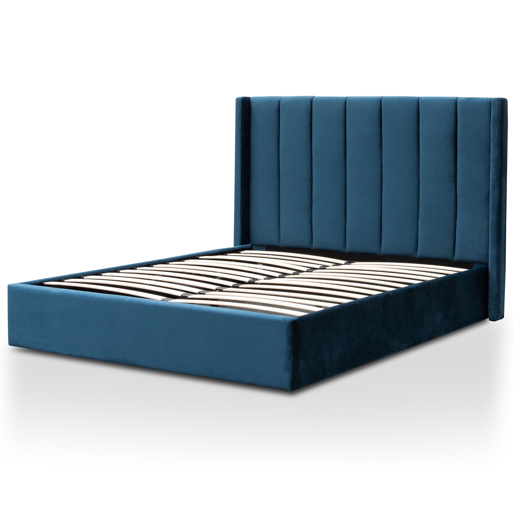 Betsy Queen Sized Velvet Bed Frame - Teal Navy with Storage