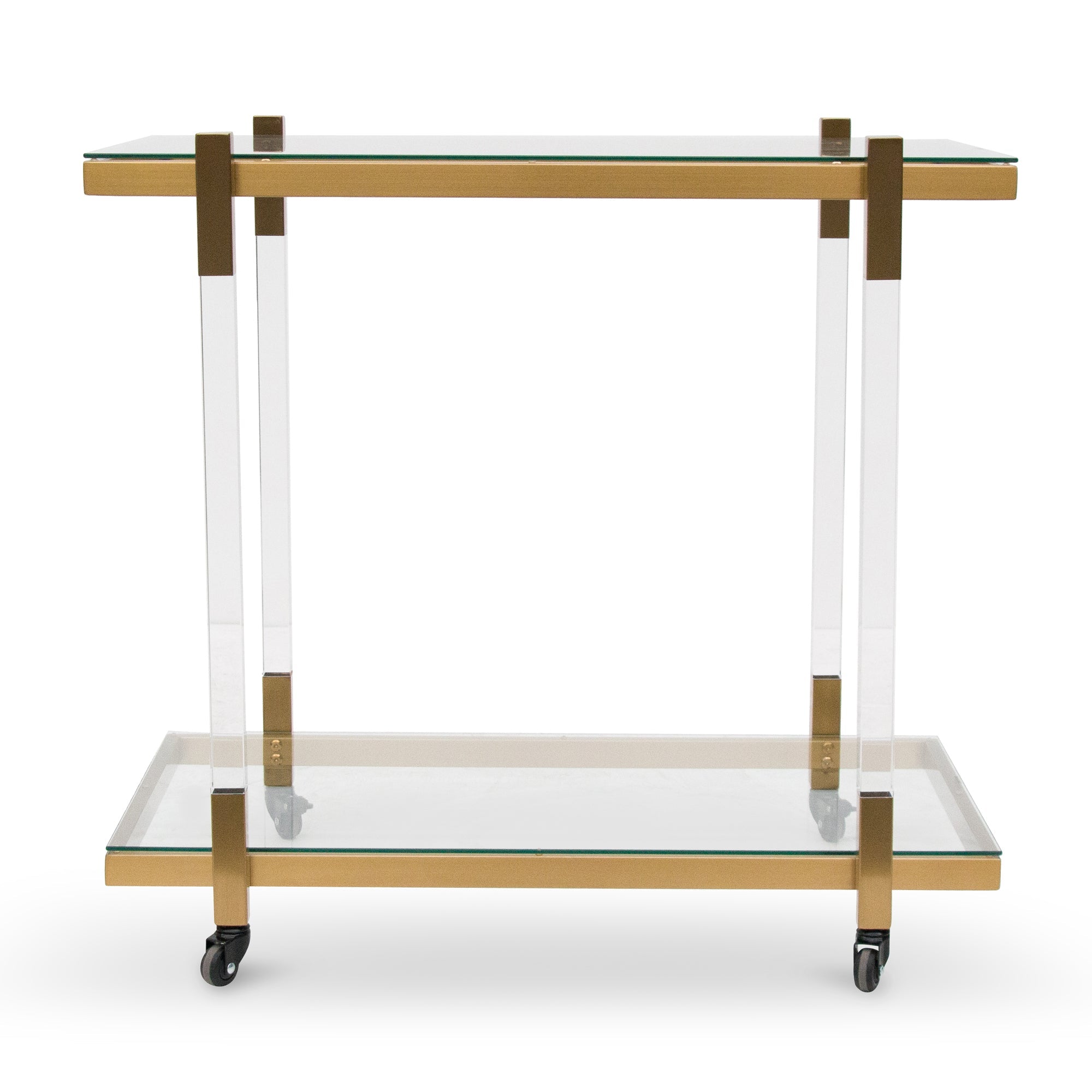 Myron Glass Bar Cart - Brushed Gold