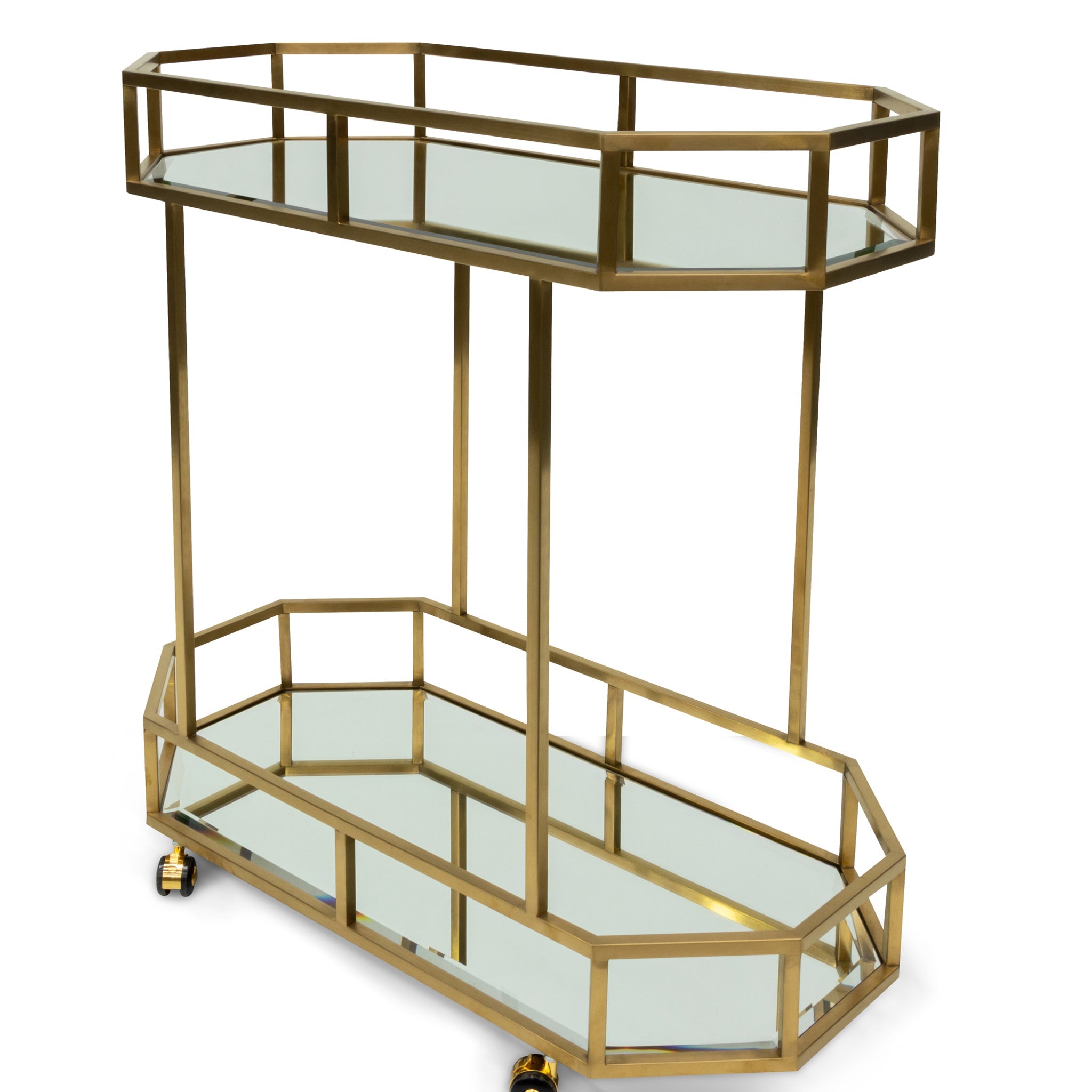 Reggie Bar Cart - Mirror and Gold Base