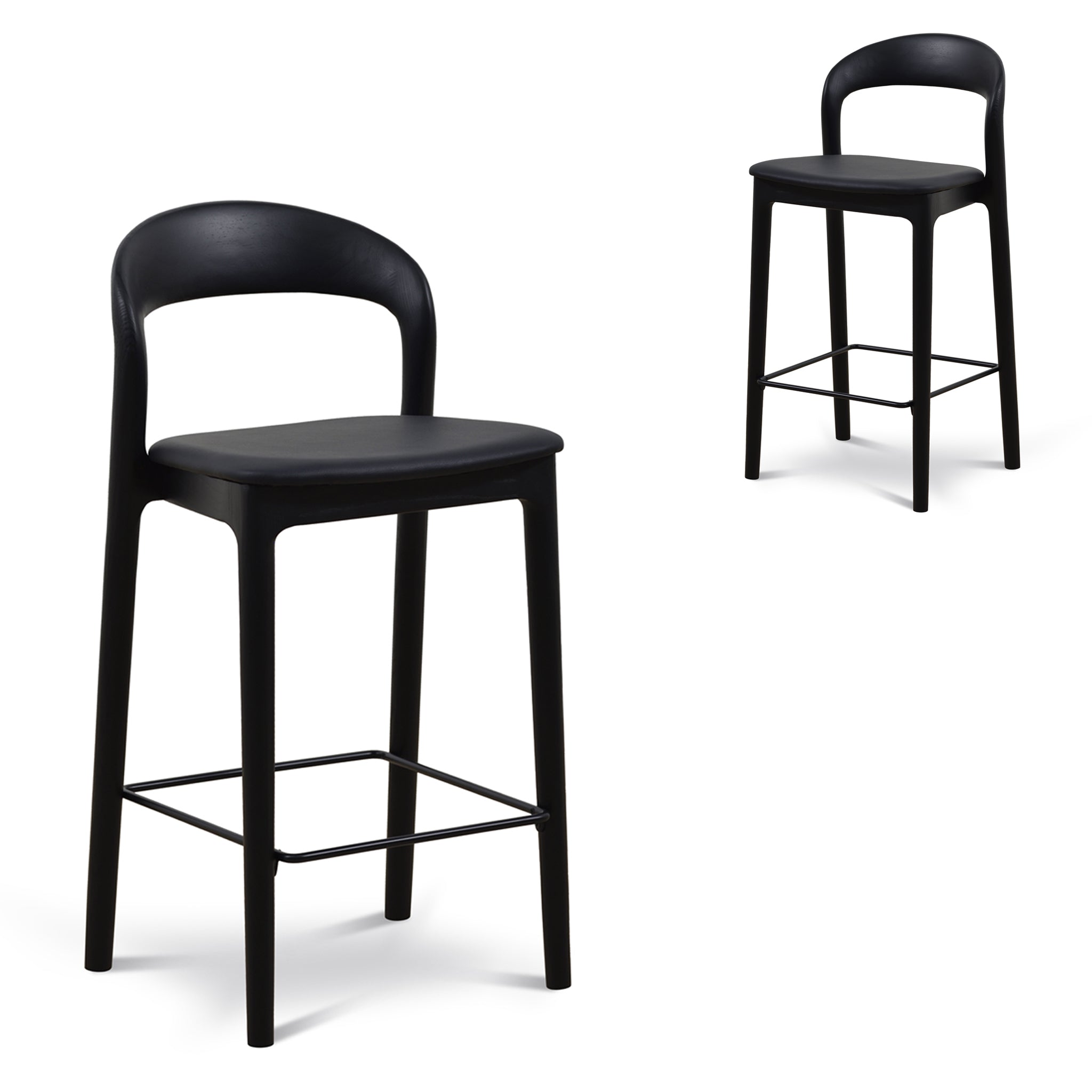 Caspar 65cm Bar Stool - Full Black (Set of 2)