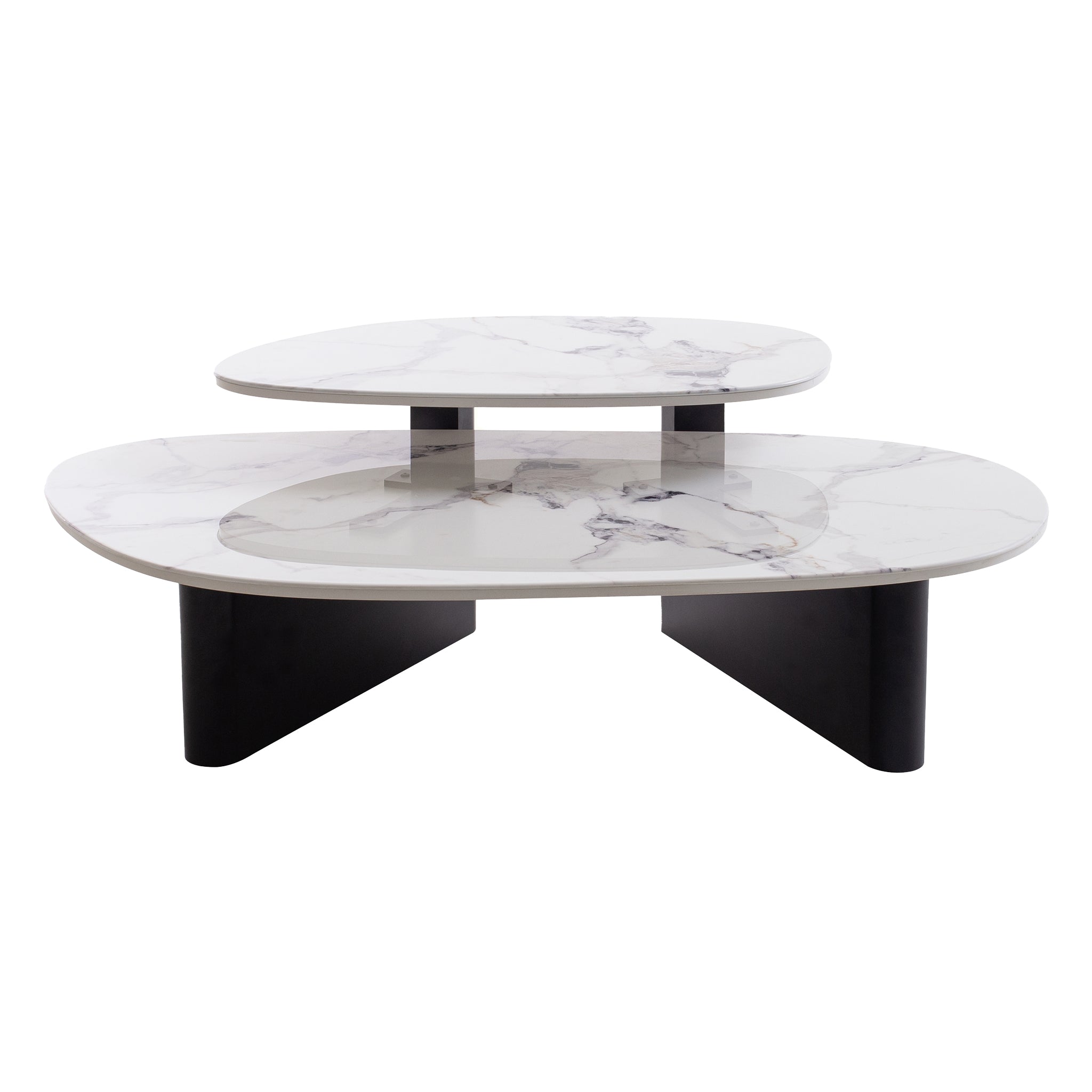 Inga Marble Textured Glass Coffee Table - Black