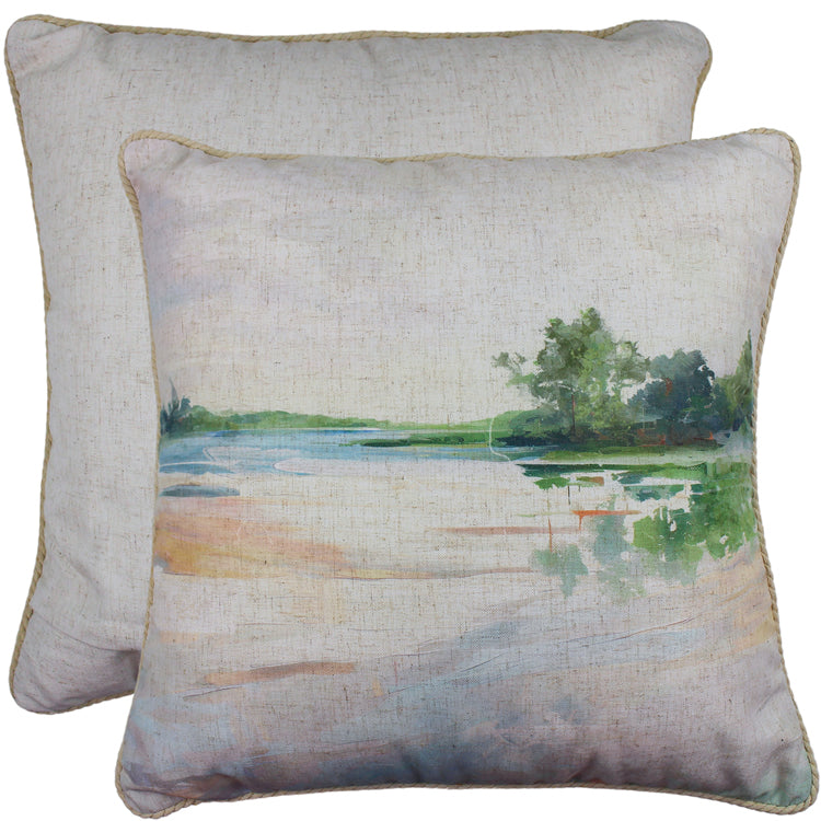 Serene Streams Linen Cushion 50x50cm