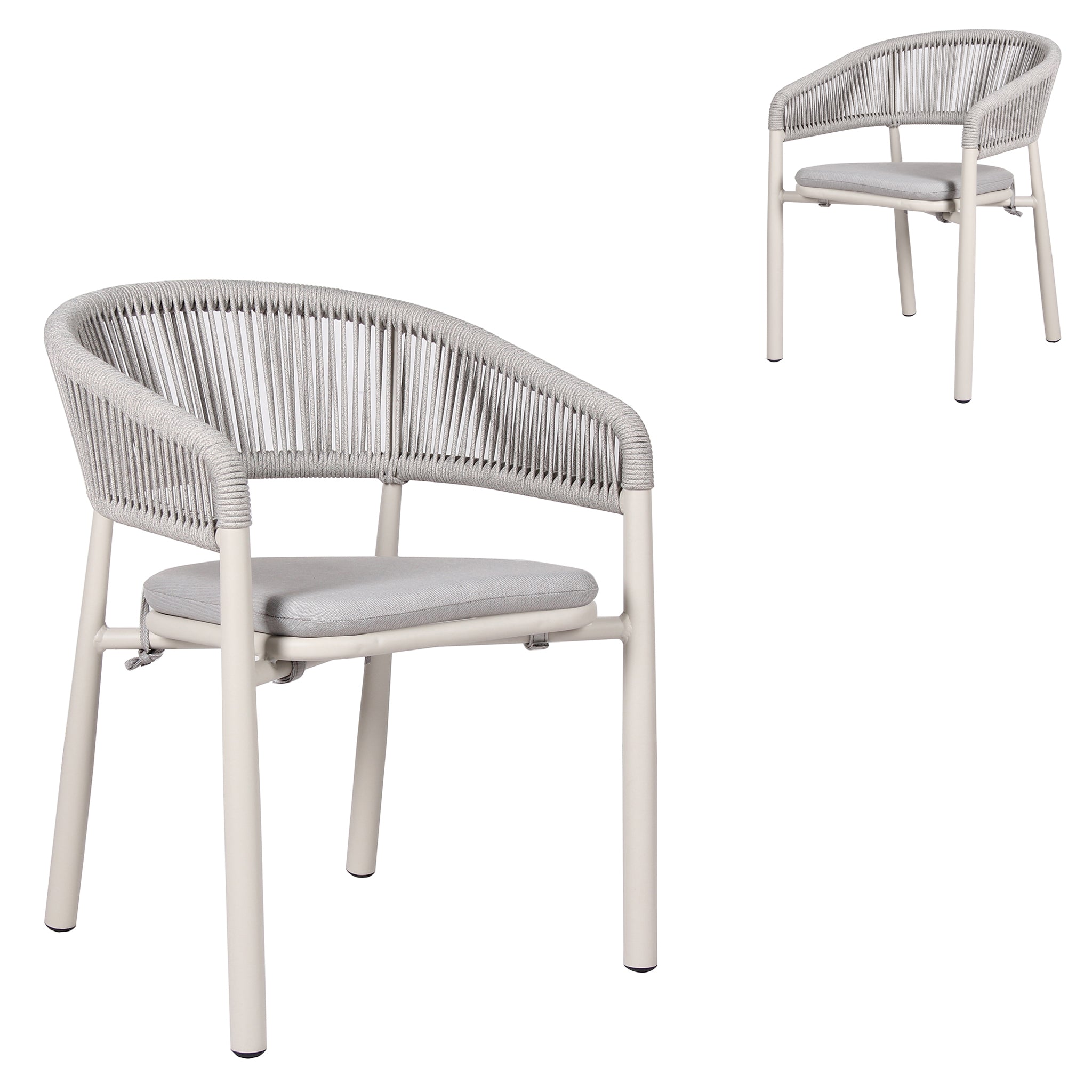 Gonzalo Sand White Outdoor Dining Chair - Light Grey (Set of 2)