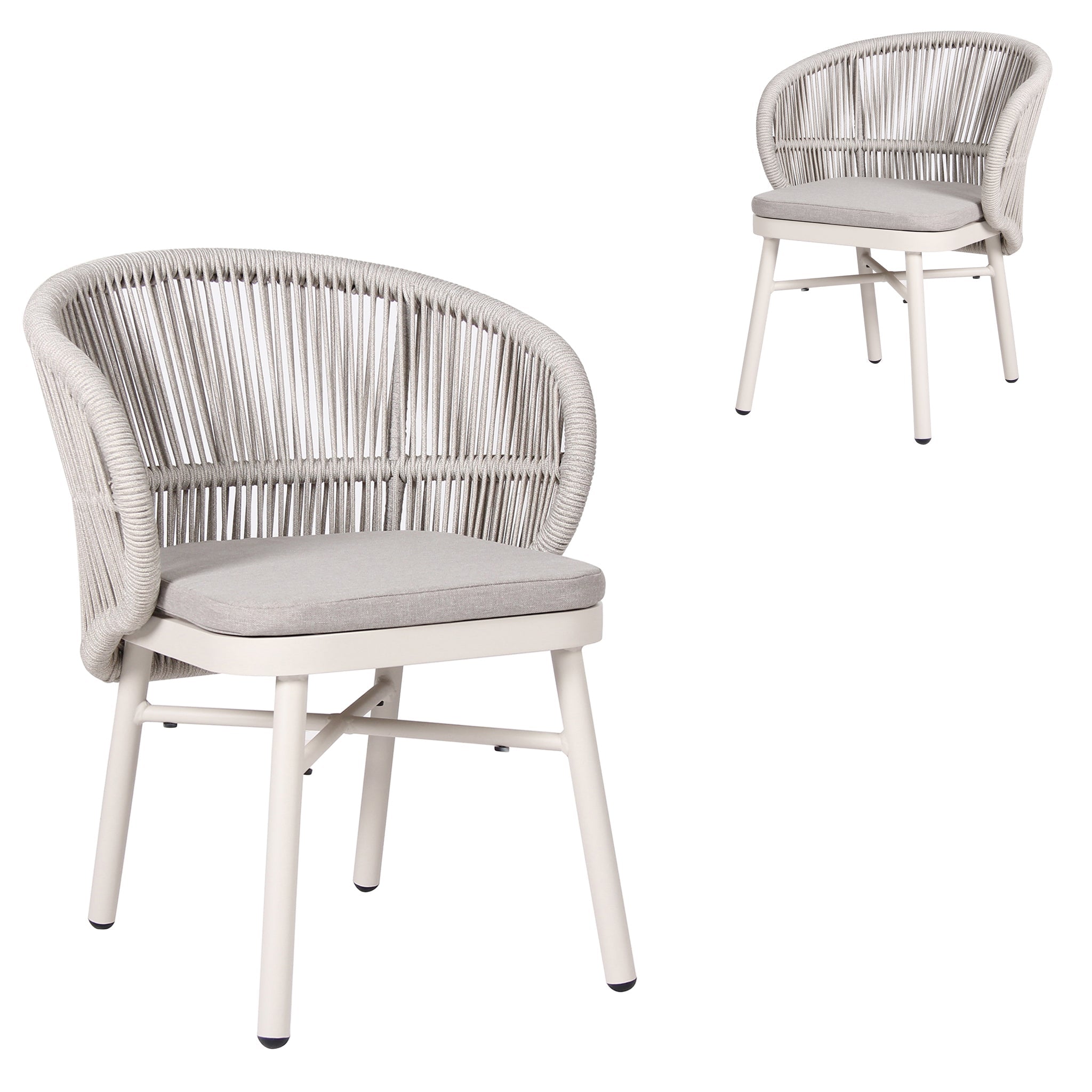 Jamil Sand White Outdoor Dining Chair - Light Grey (Set of 2)