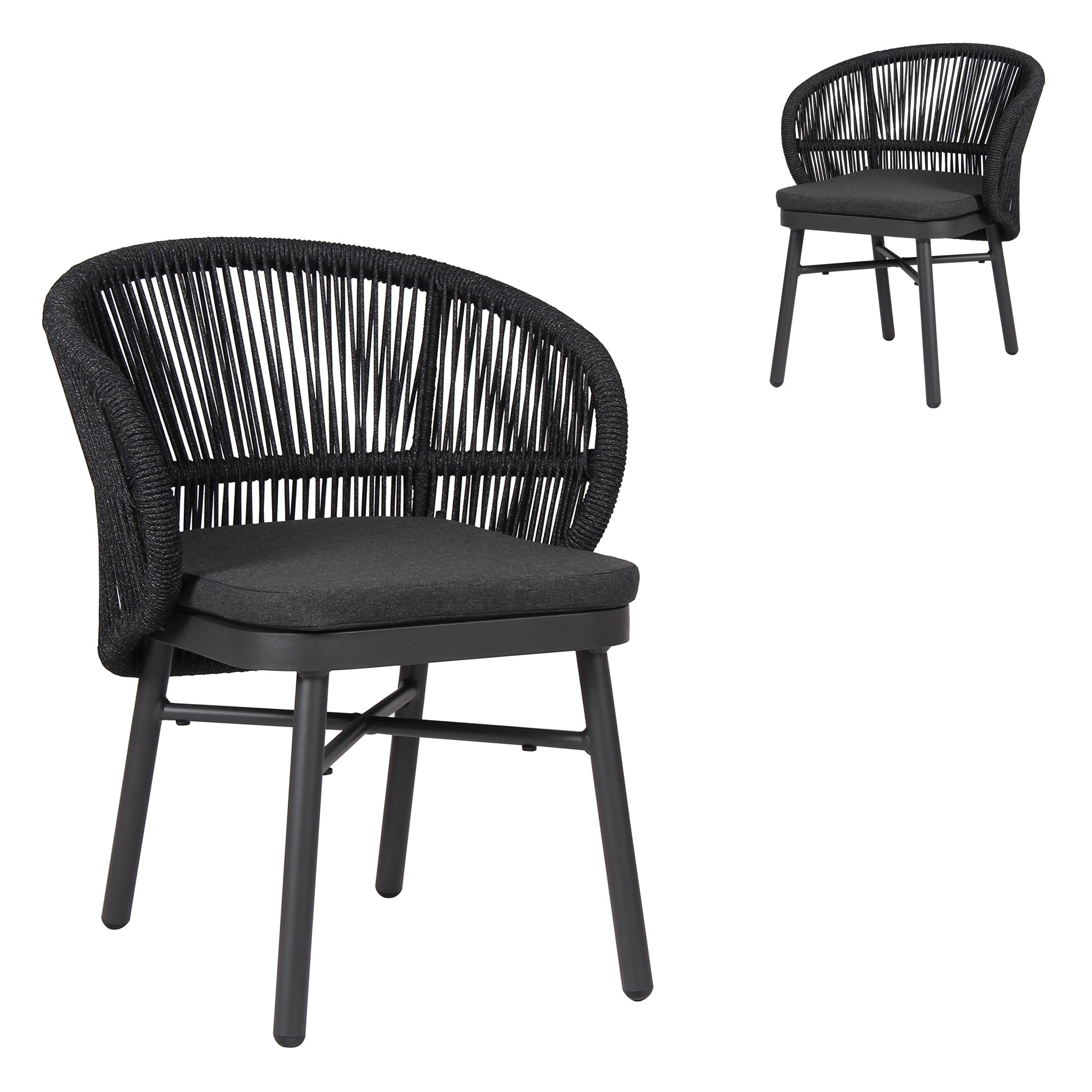 Jamil Outdoor Dining Chair - Charcoal (Set of 2)