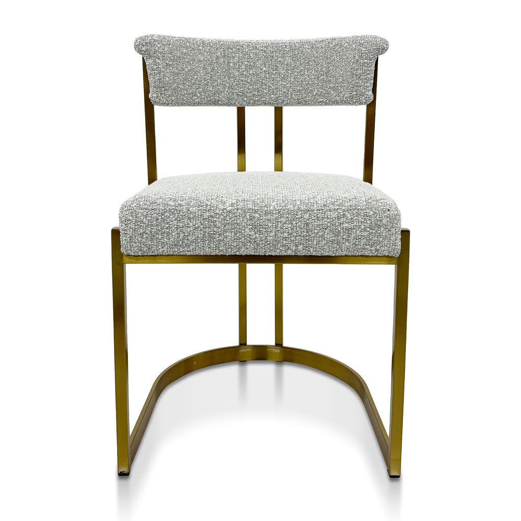 Adela Silver Grey Boucle Dining Chair - Golden Base