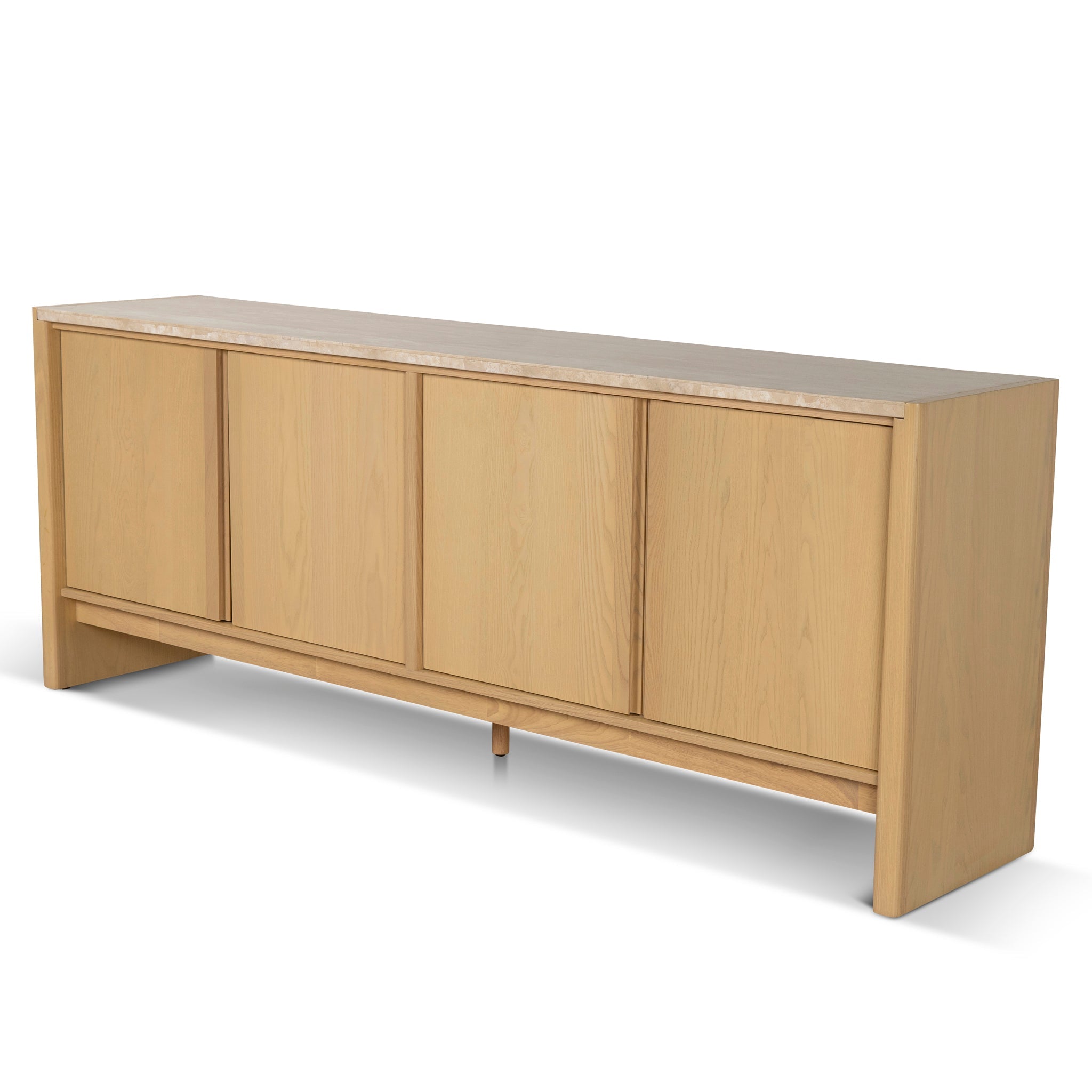 Linden 2.1m Travertine Top Sideboard Unit - Creme Ash