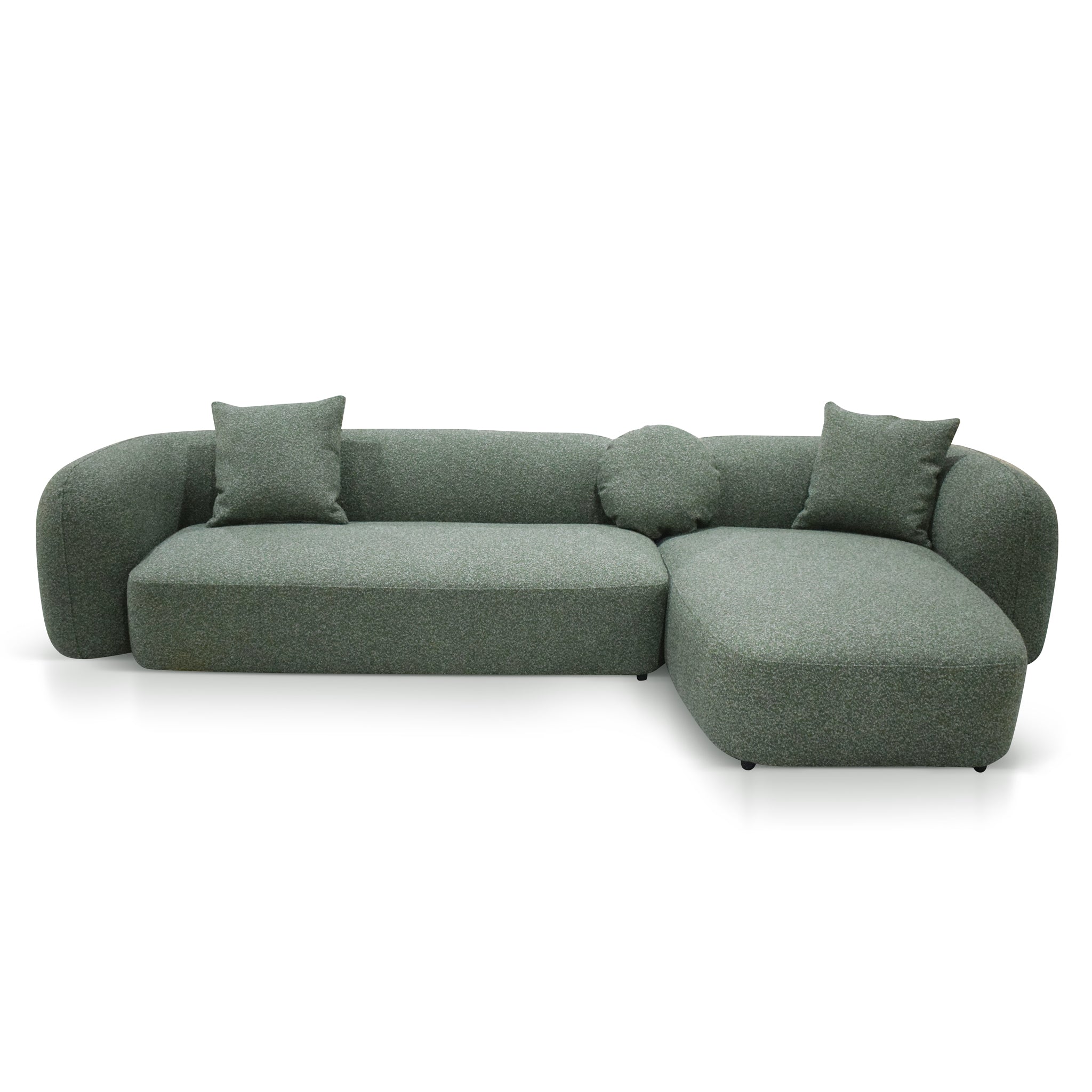 Justus 3 Seater Right Chaise Sofa - Amazon Green