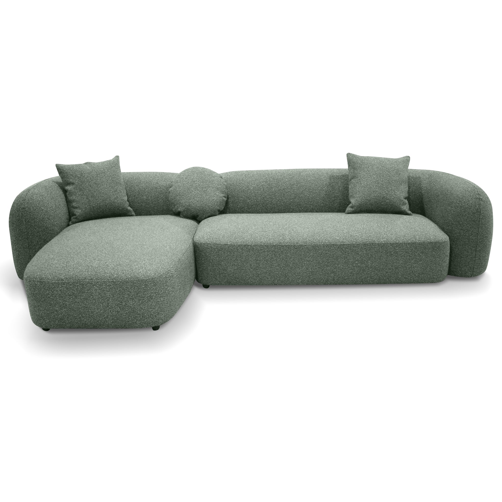 Justus 3 Seater Left Chaise Sofa - Amazon Green