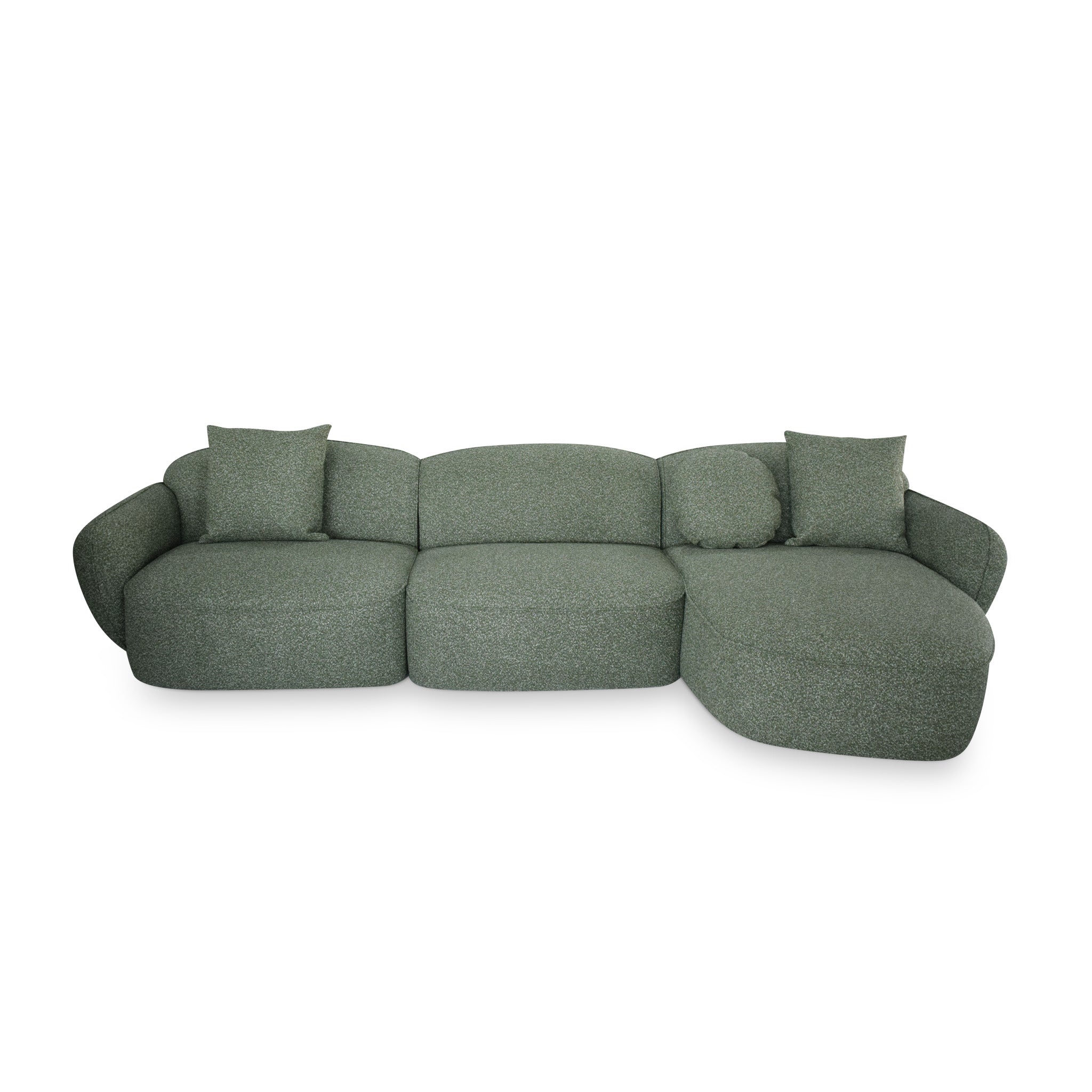 Serenity 3 Seater Right Chaise Sofa - Amazon Green