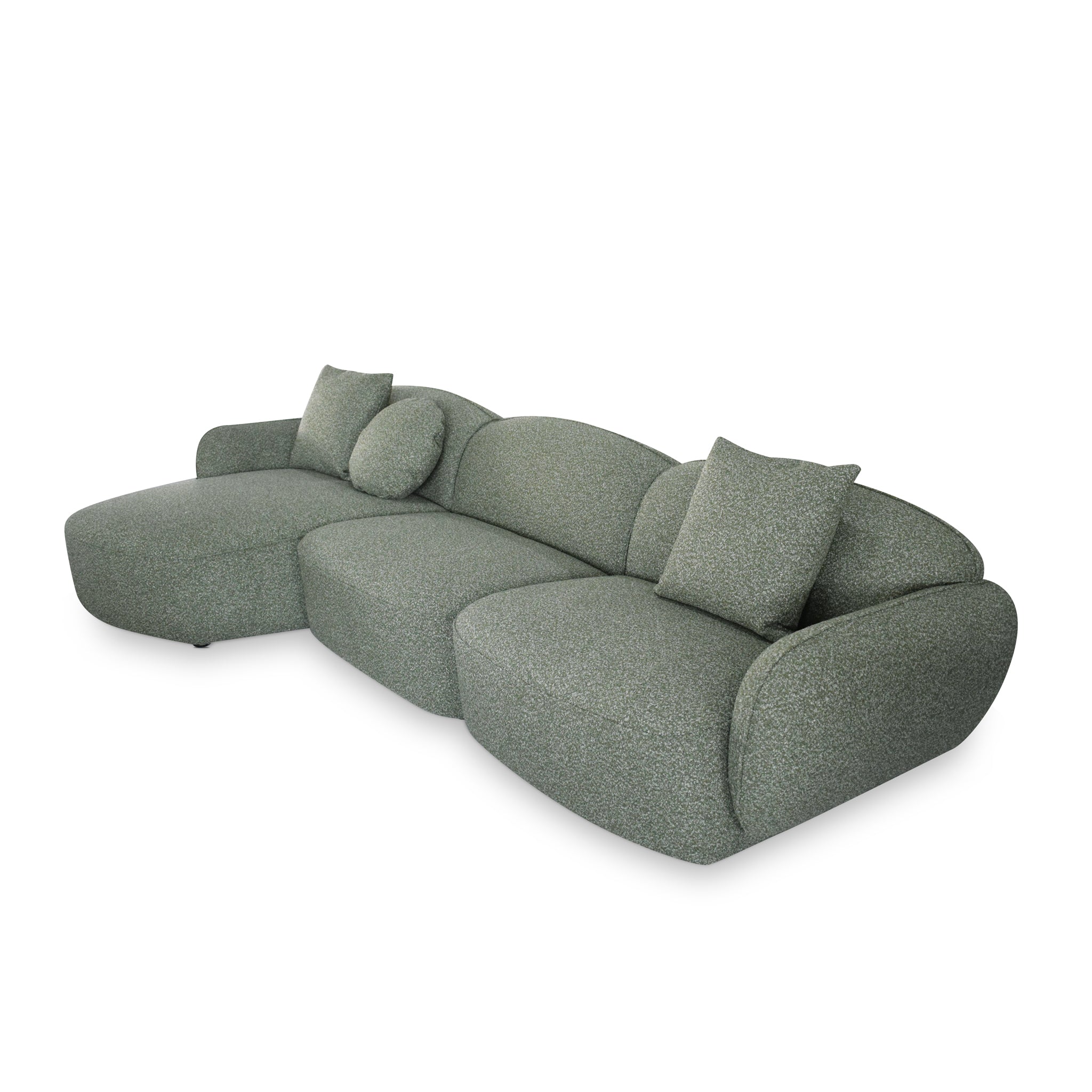 Serenity 3 Seater Left Chaise Sofa - Amazon Green