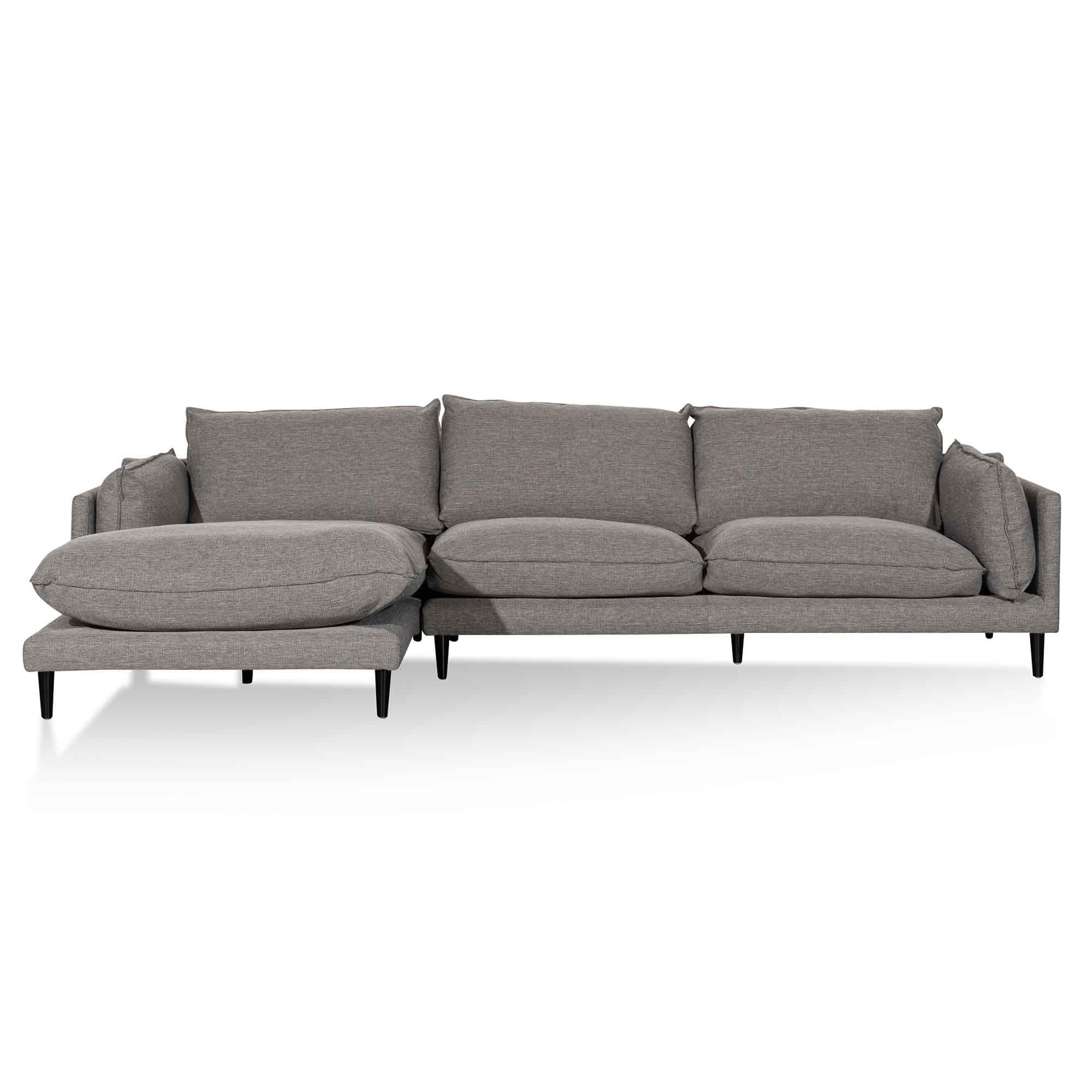 Lucio 4 Seater Left Chaise Fabric Sofa - Graphite Grey