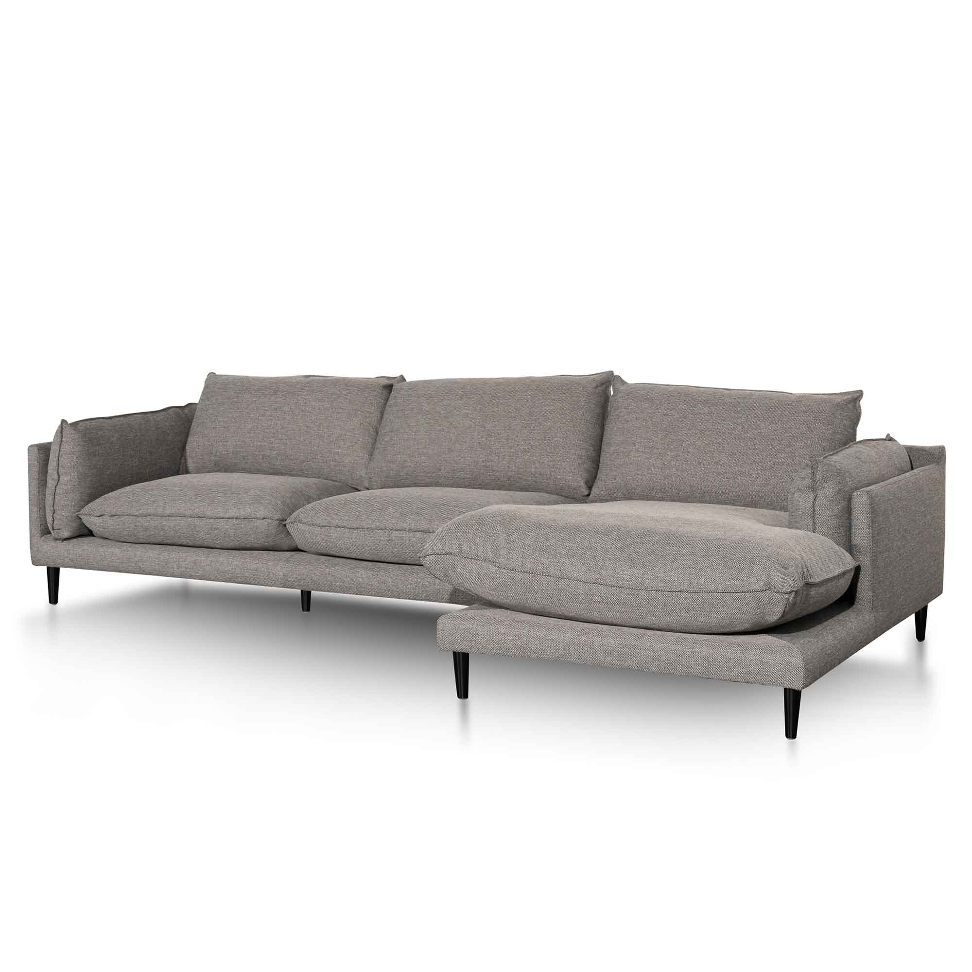 Lucio 4 Seater Right Chaise Fabric Sofa - Graphite Grey