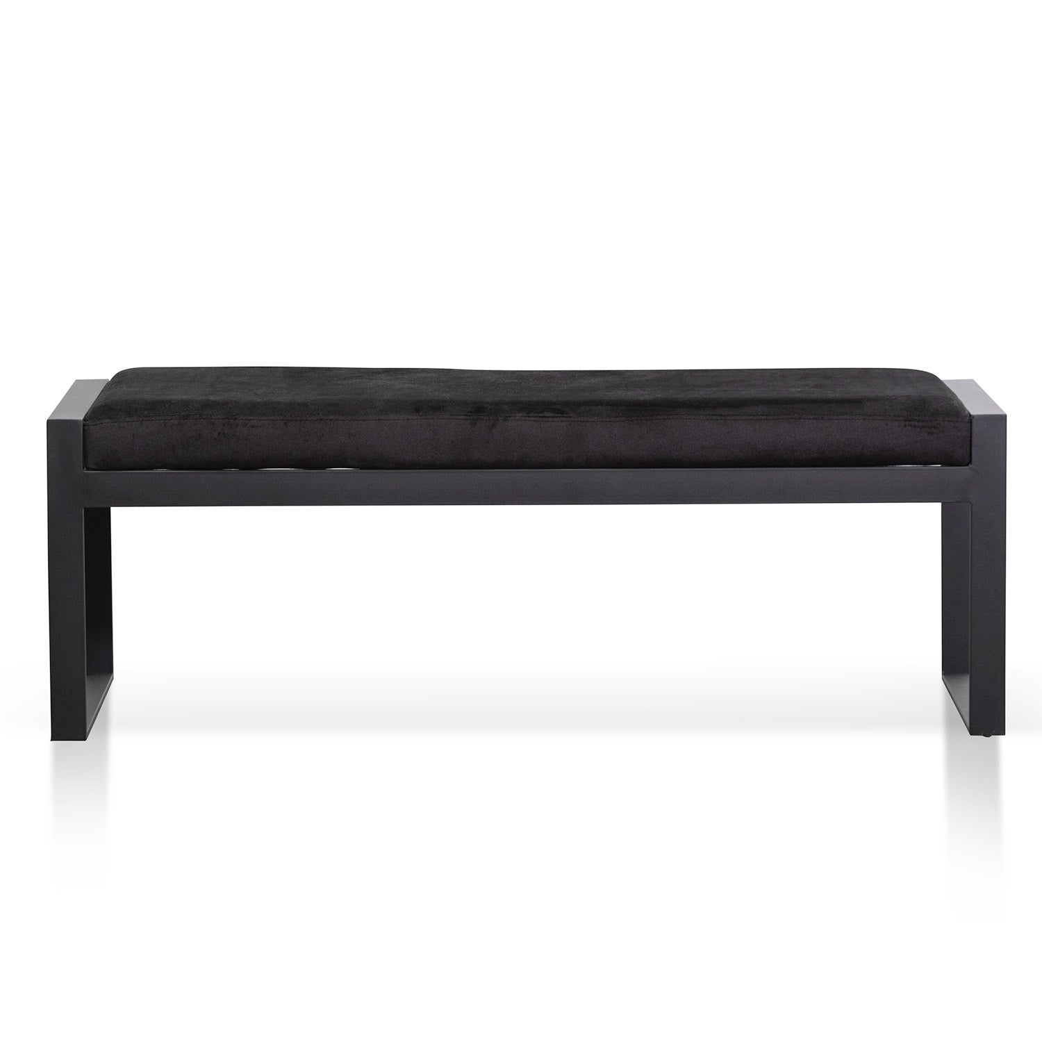 Carson Black Velvet Ottoman - Black Base