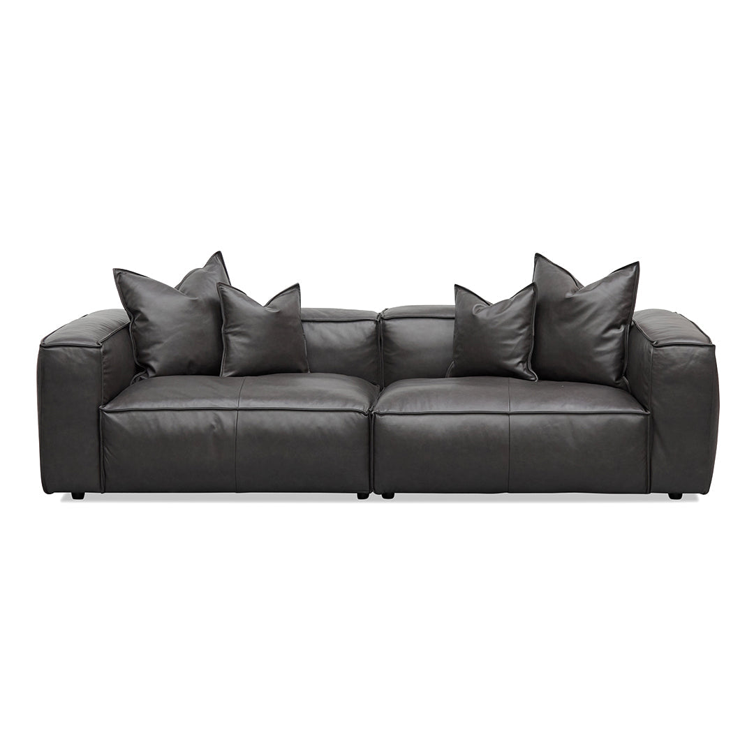 Loft 4 Seater Sofa with Cushion and Pillow - Shadow Grey Leather