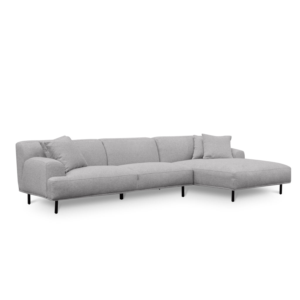 Jasleen 3 Seater Right Chaise Fabric Sofa - Sterling Sand