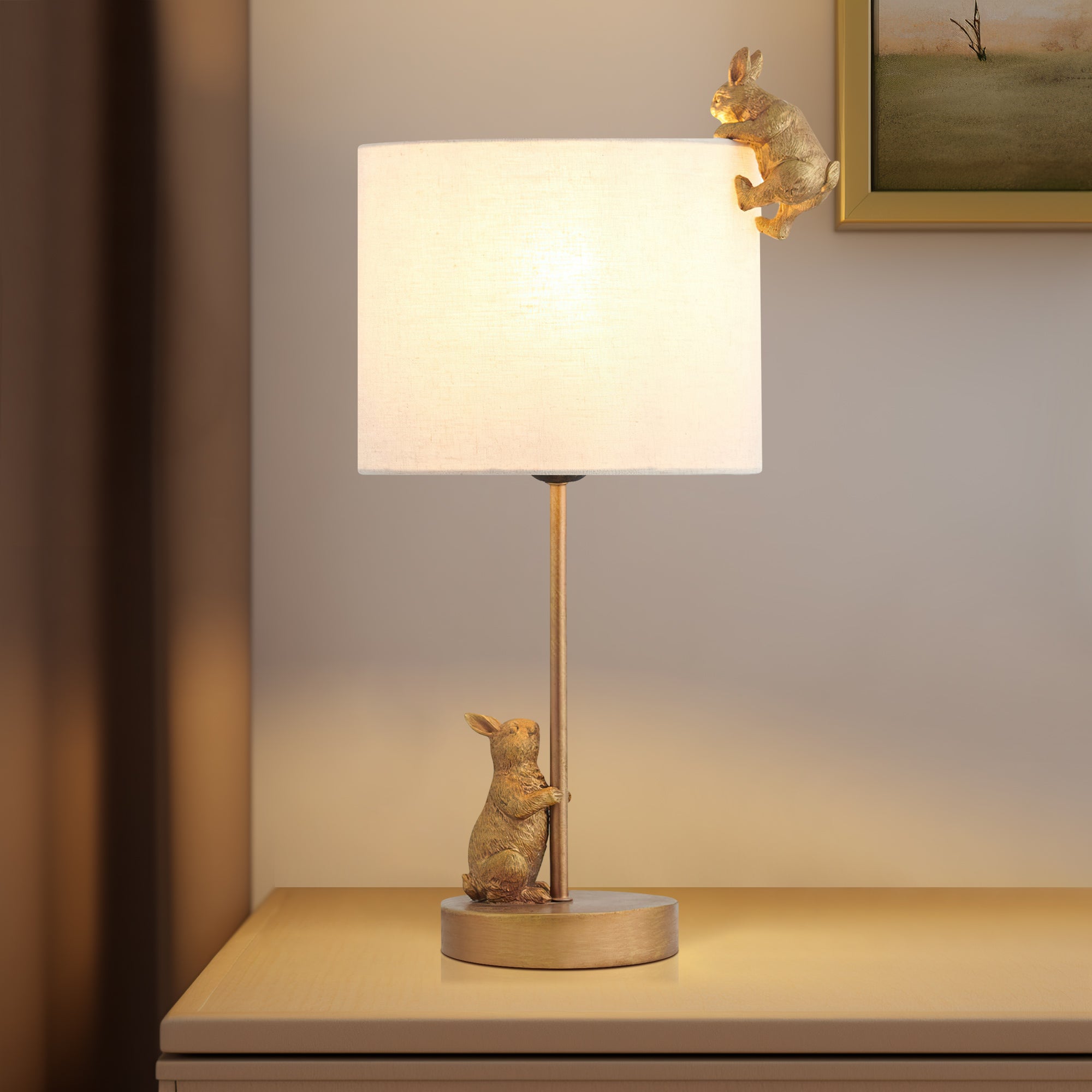 Two Rabbits Playing Table Lamp