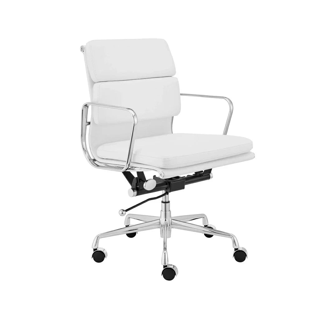 Ashton Low Back Office Chair - White Leather