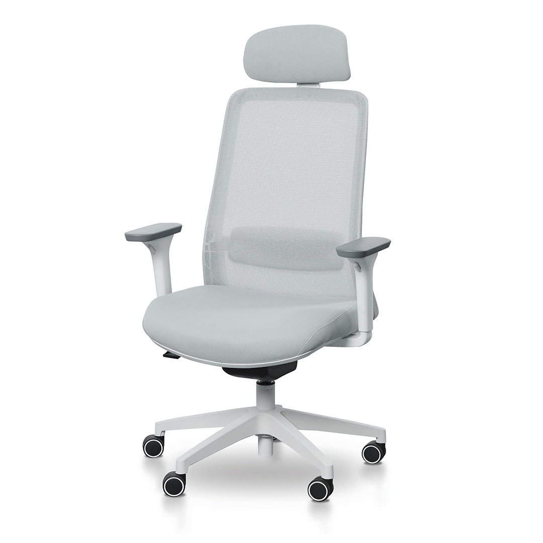 Walther Mesh Office Chair - Cloud Grey with White Base