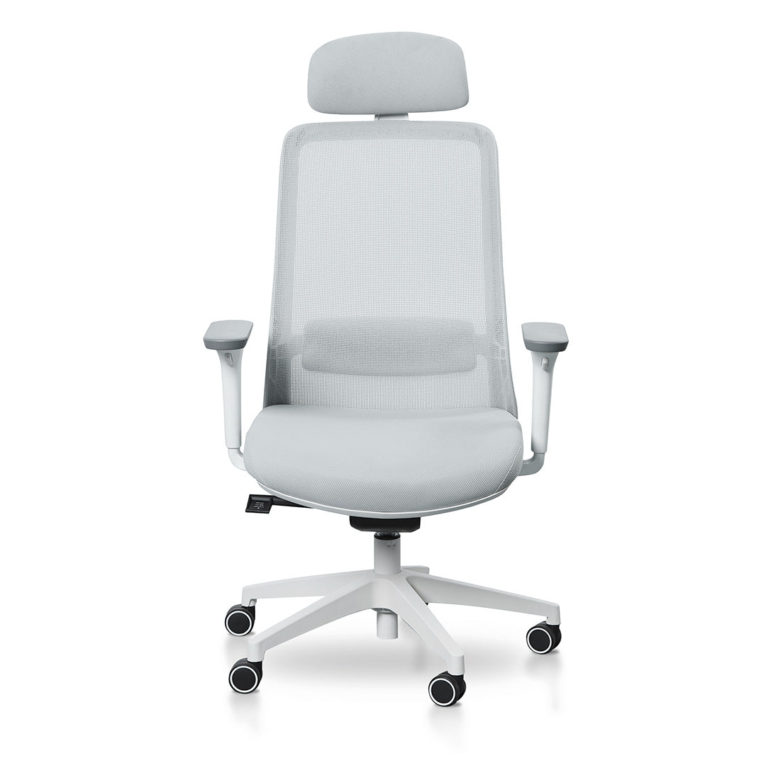 Walther Mesh Office Chair - Cloud Grey with White Base