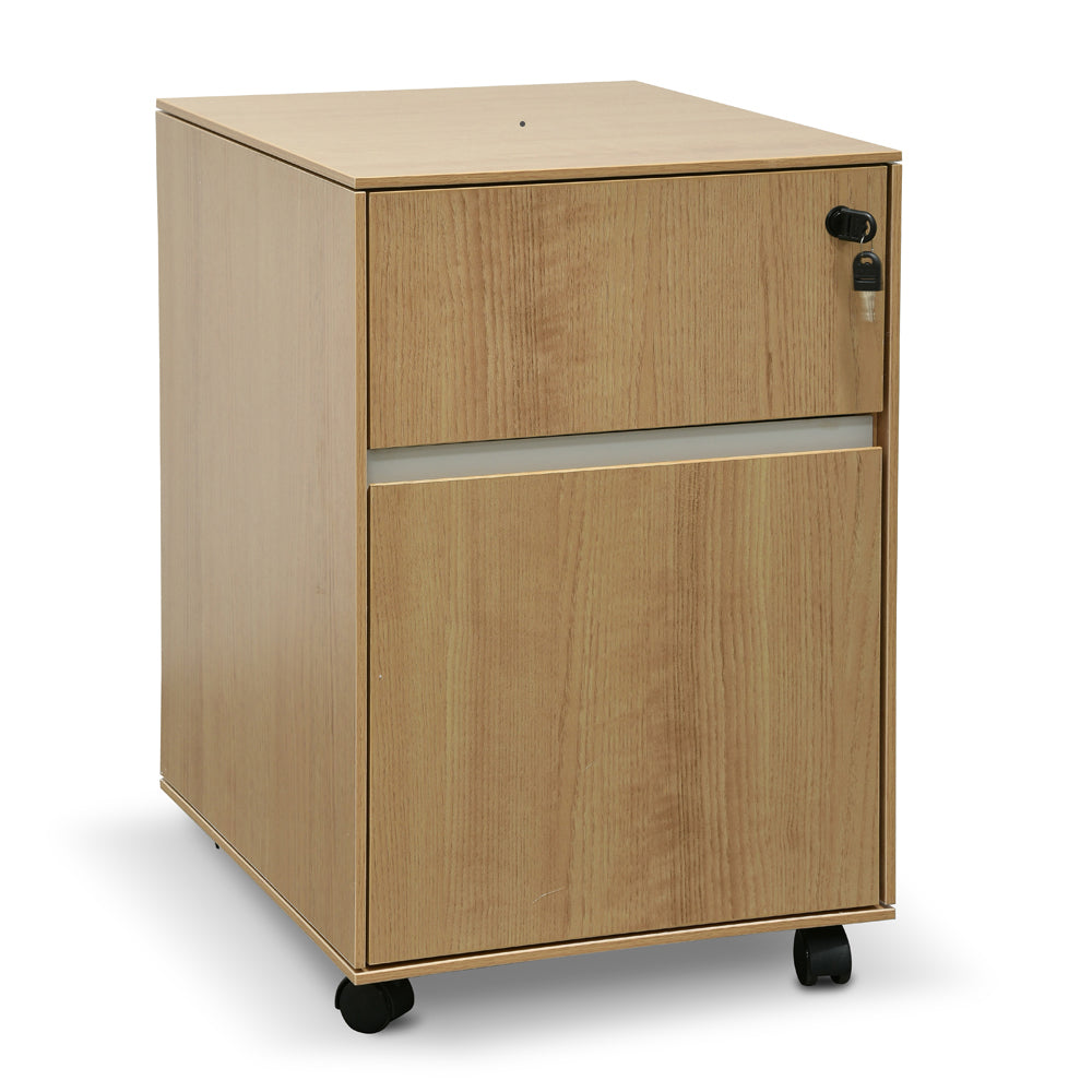 Excel 2 Drawer Mobile Pedestal - Natural