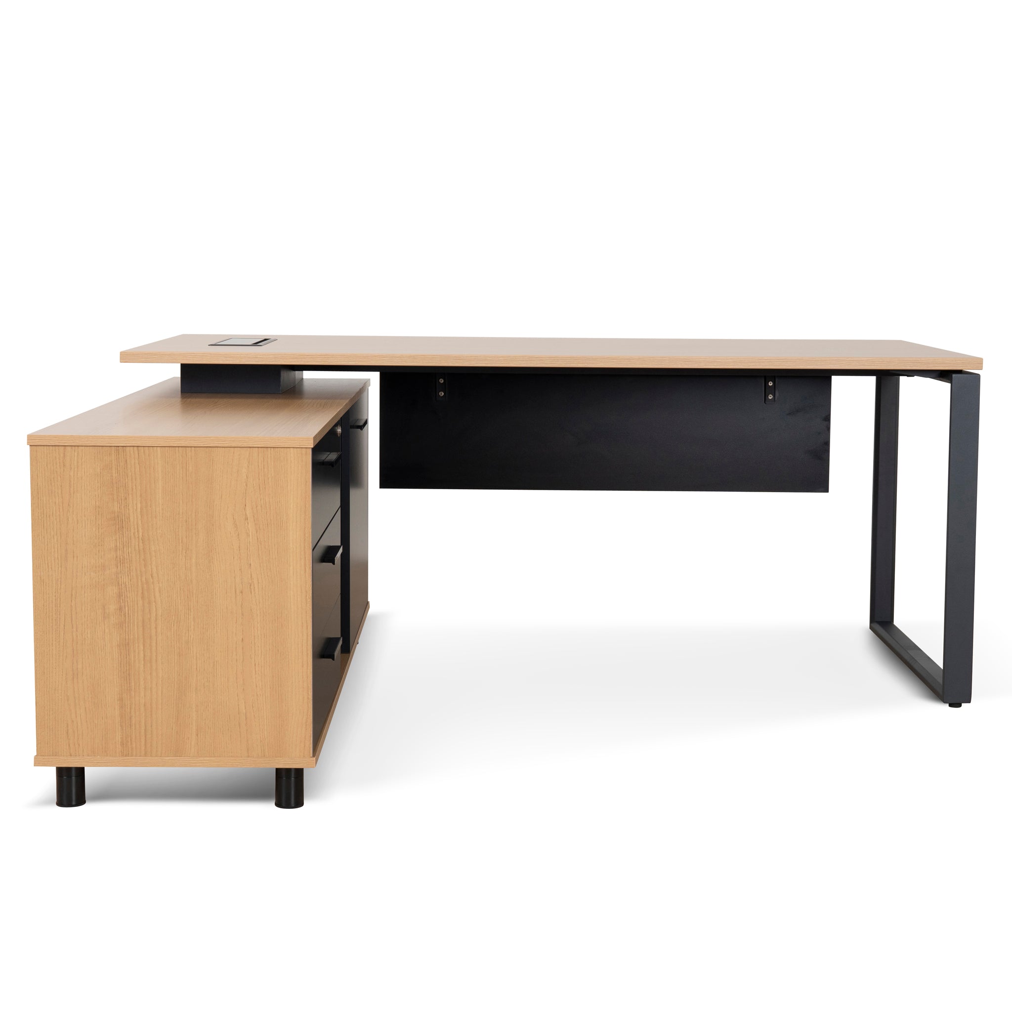 Halo 1.8m Executive Desk Left Return with Black Legs - Natural