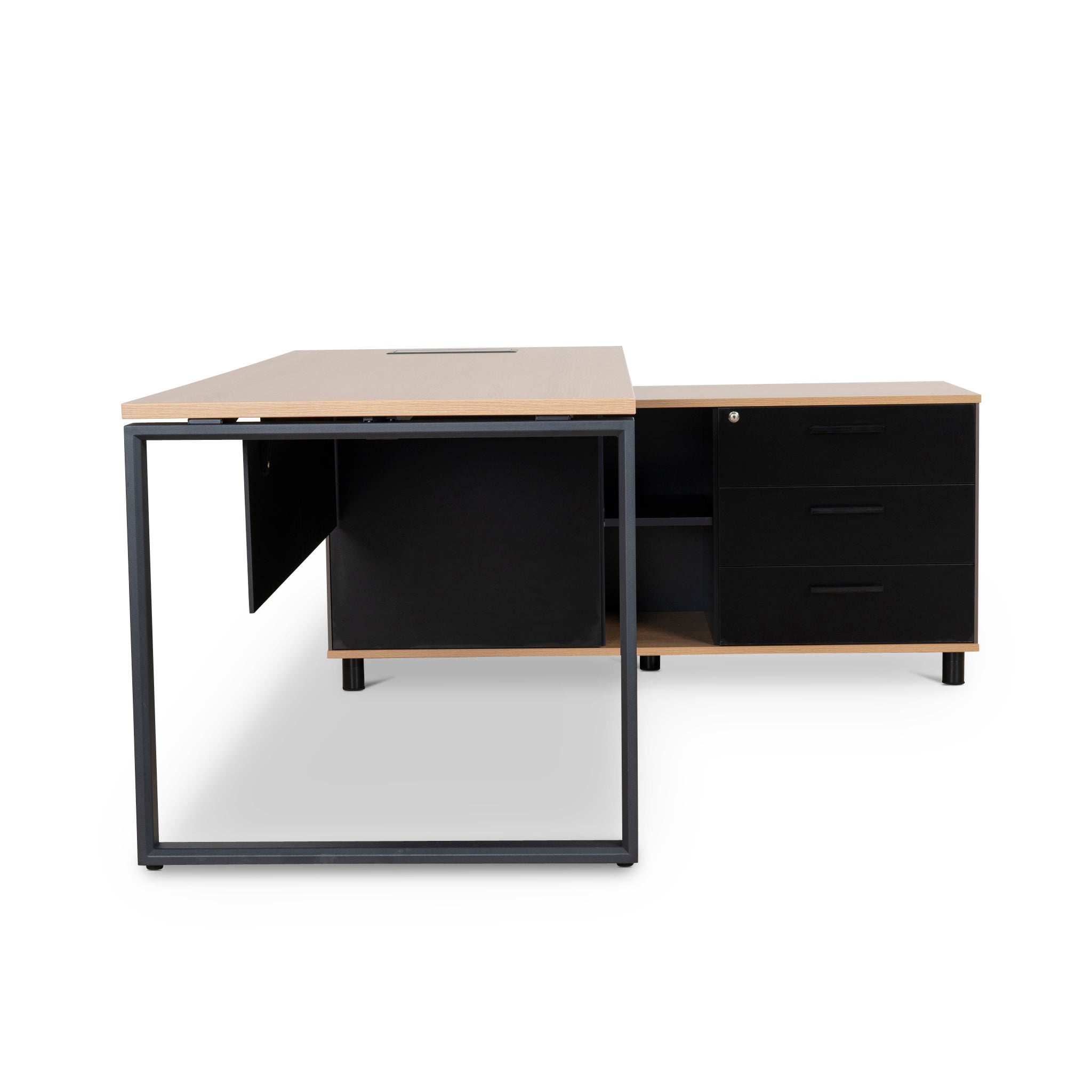 Halo 1.8m Executive Desk Right Return with Black Legs - Natural