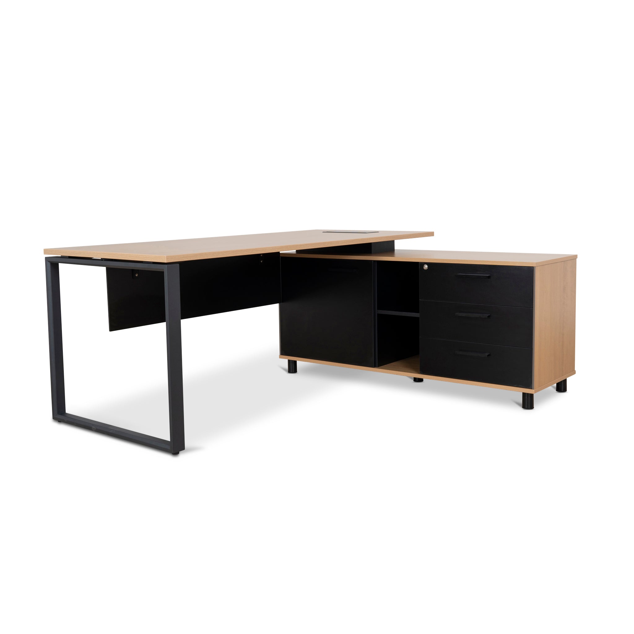 Halo 1.8m Executive Desk Right Return with Black Legs - Natural