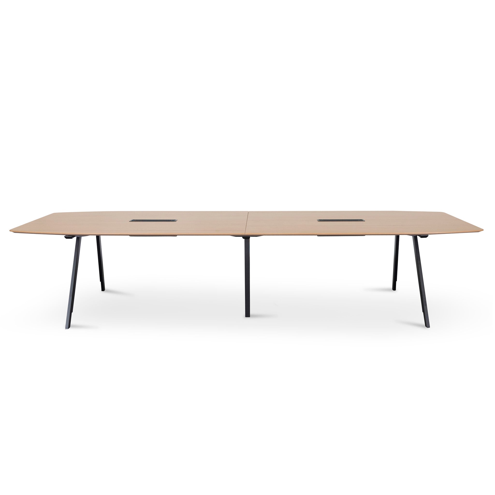 Vogue 3.6m Natural Boardroom Meeting Table - Full Black Legs