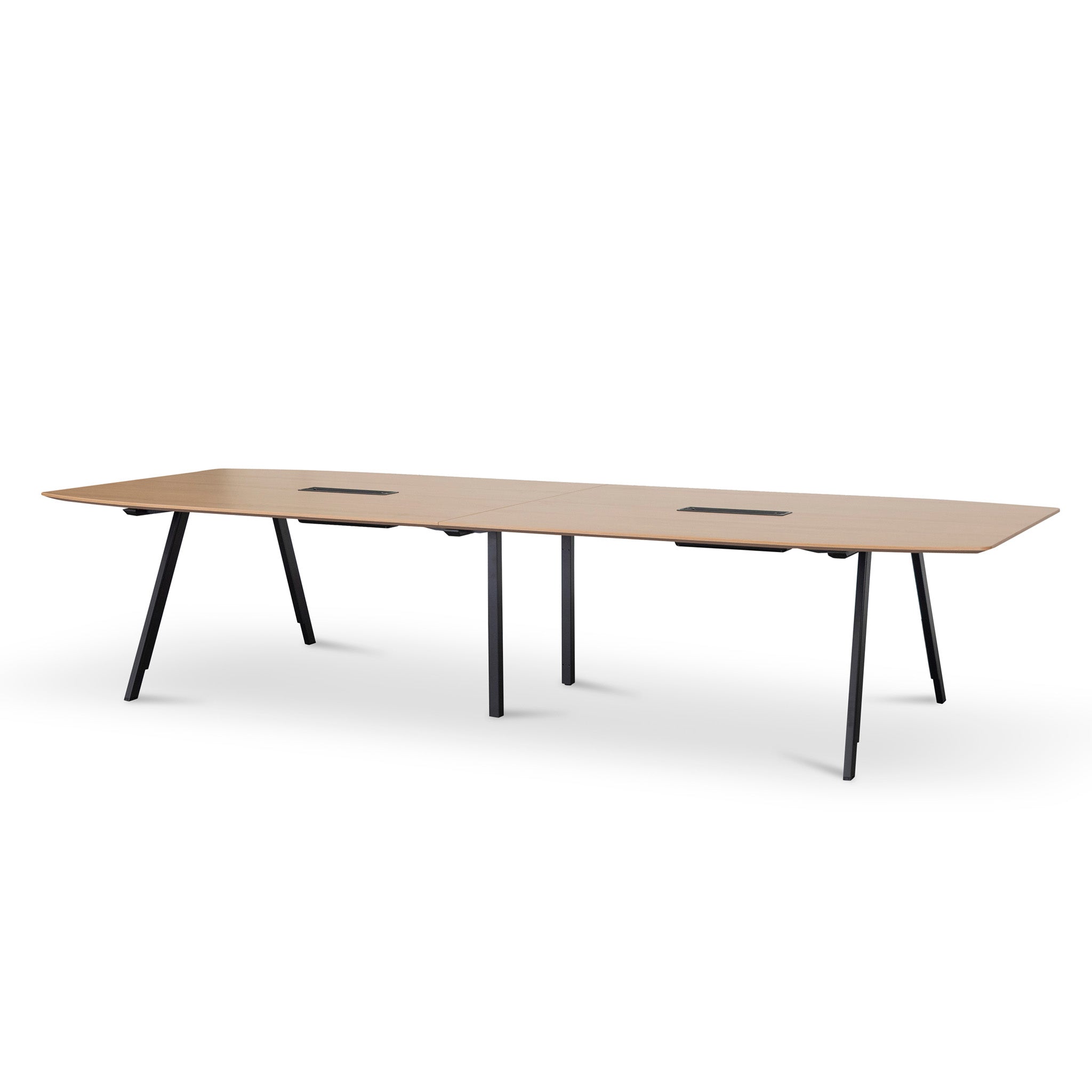 Vogue 3.6m Natural Boardroom Meeting Table - Full Black Legs