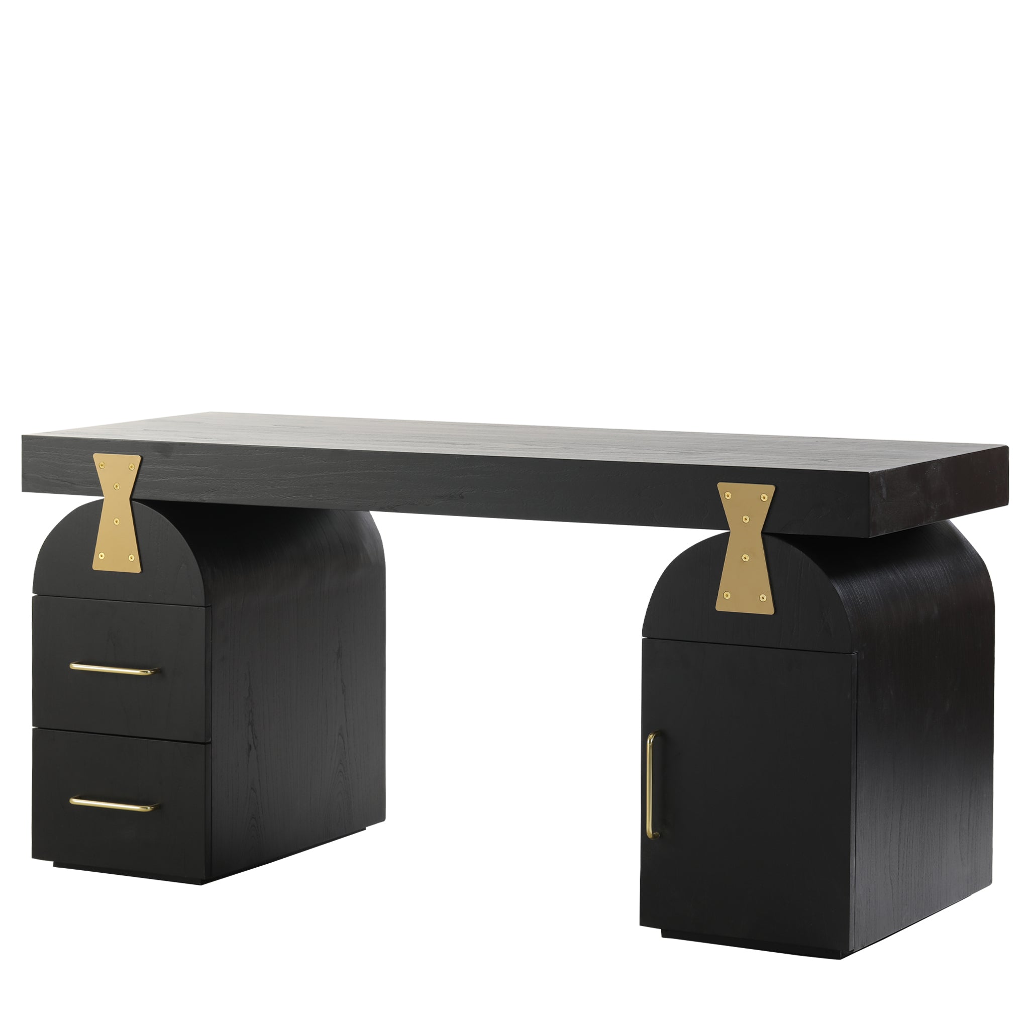 Junon 1.55m New Elm Home Office Desk - Full Black