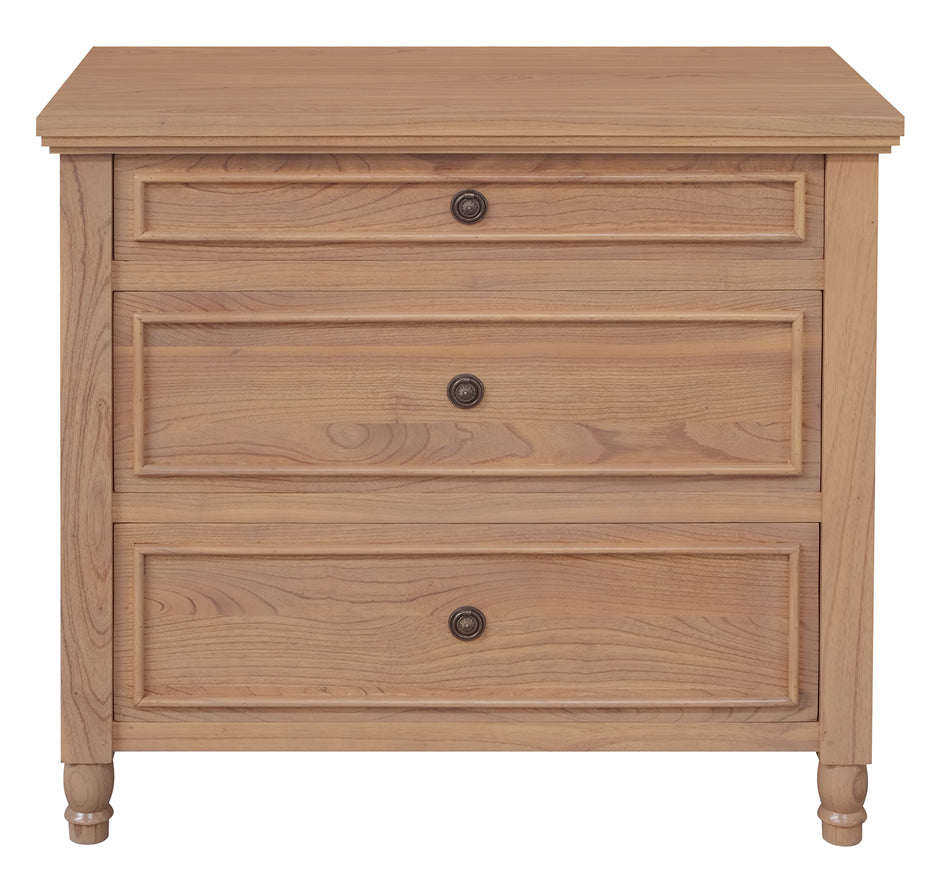 Beau 3 Drawer Solid White Cedar Turn Leg Dresser - Natural