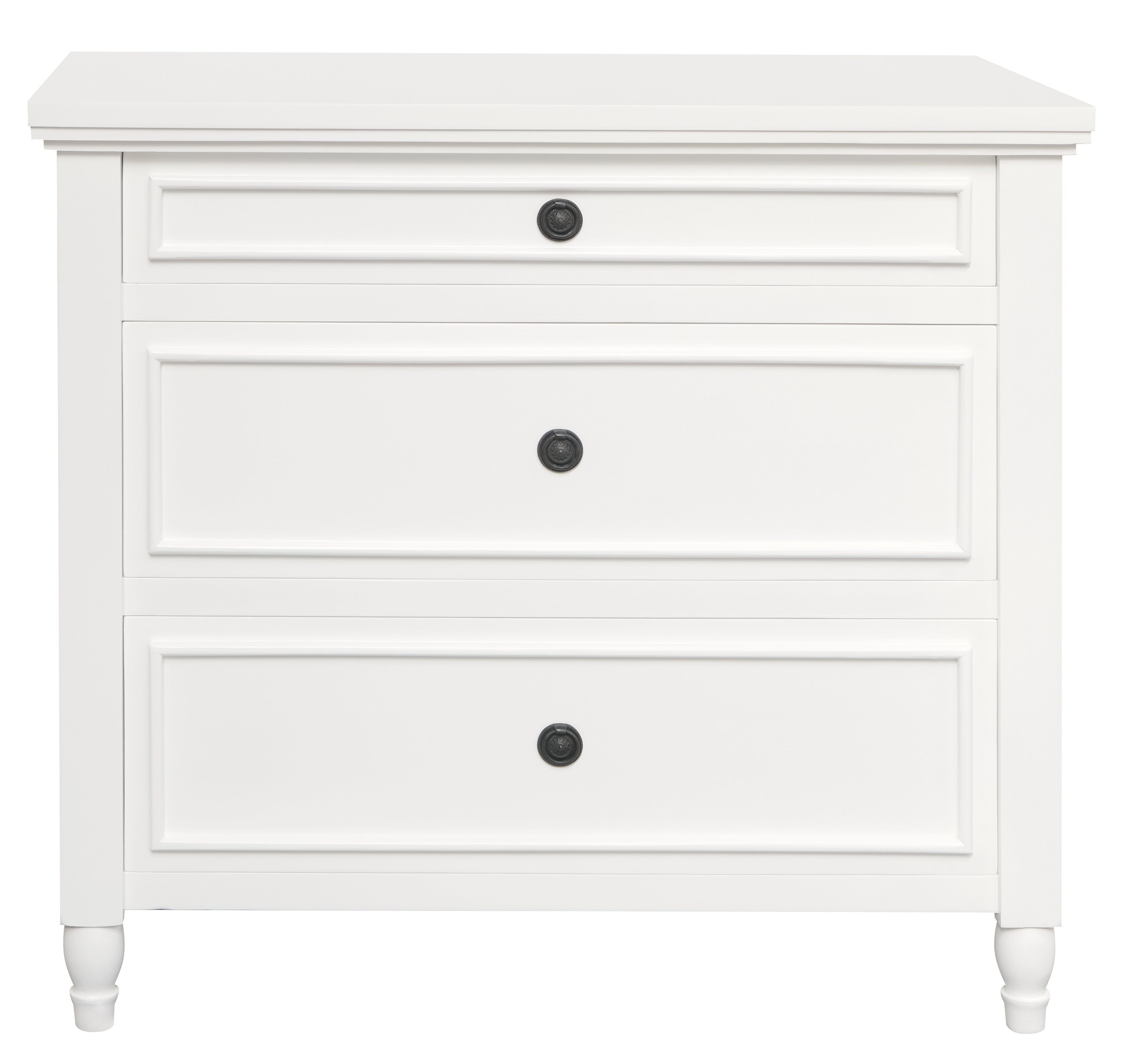 Beau 3 Drawer Solid White Cedar Turn Leg Dresser - White