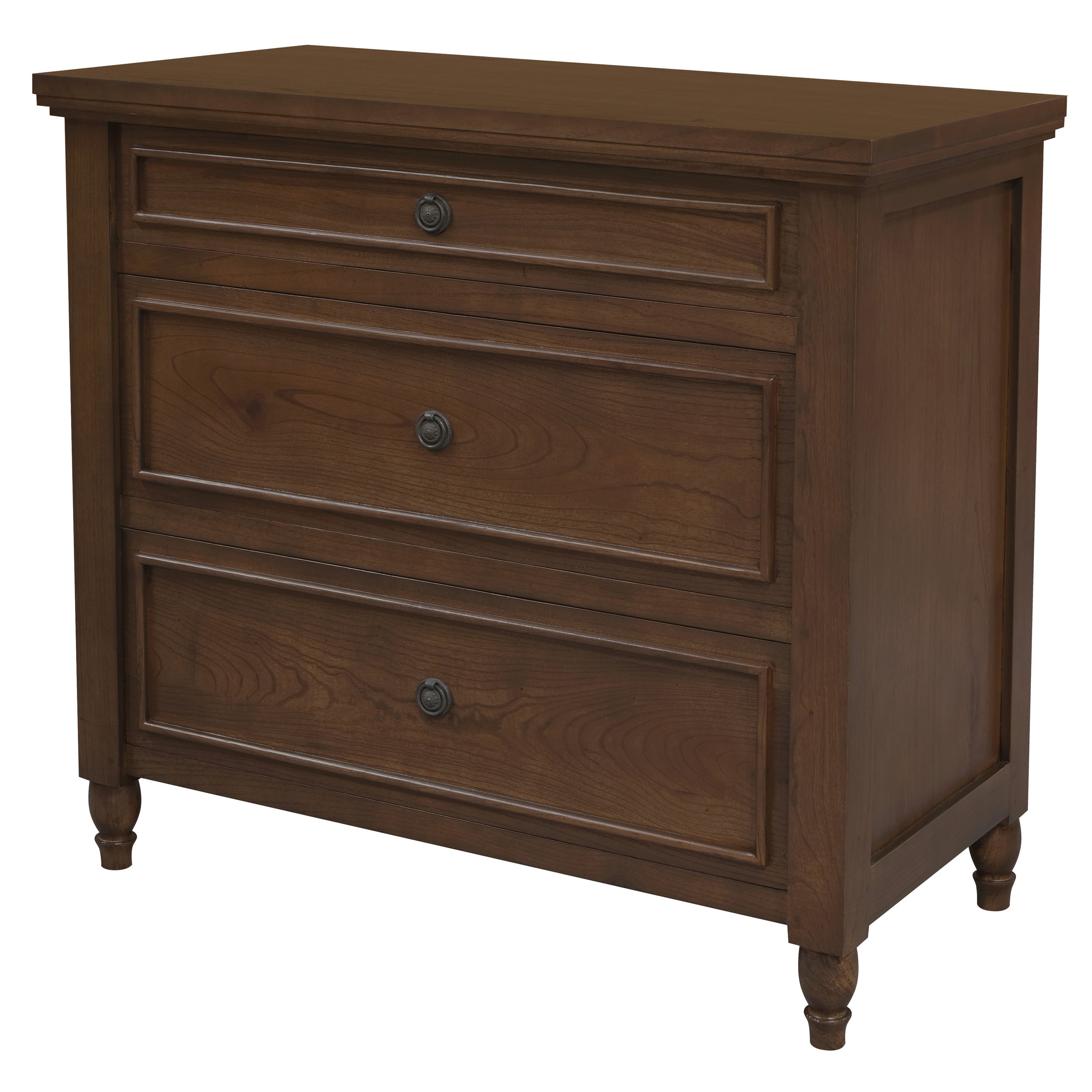 Beau 3 Drawer Solid White Cedar Turn Leg Dresser - Walnut