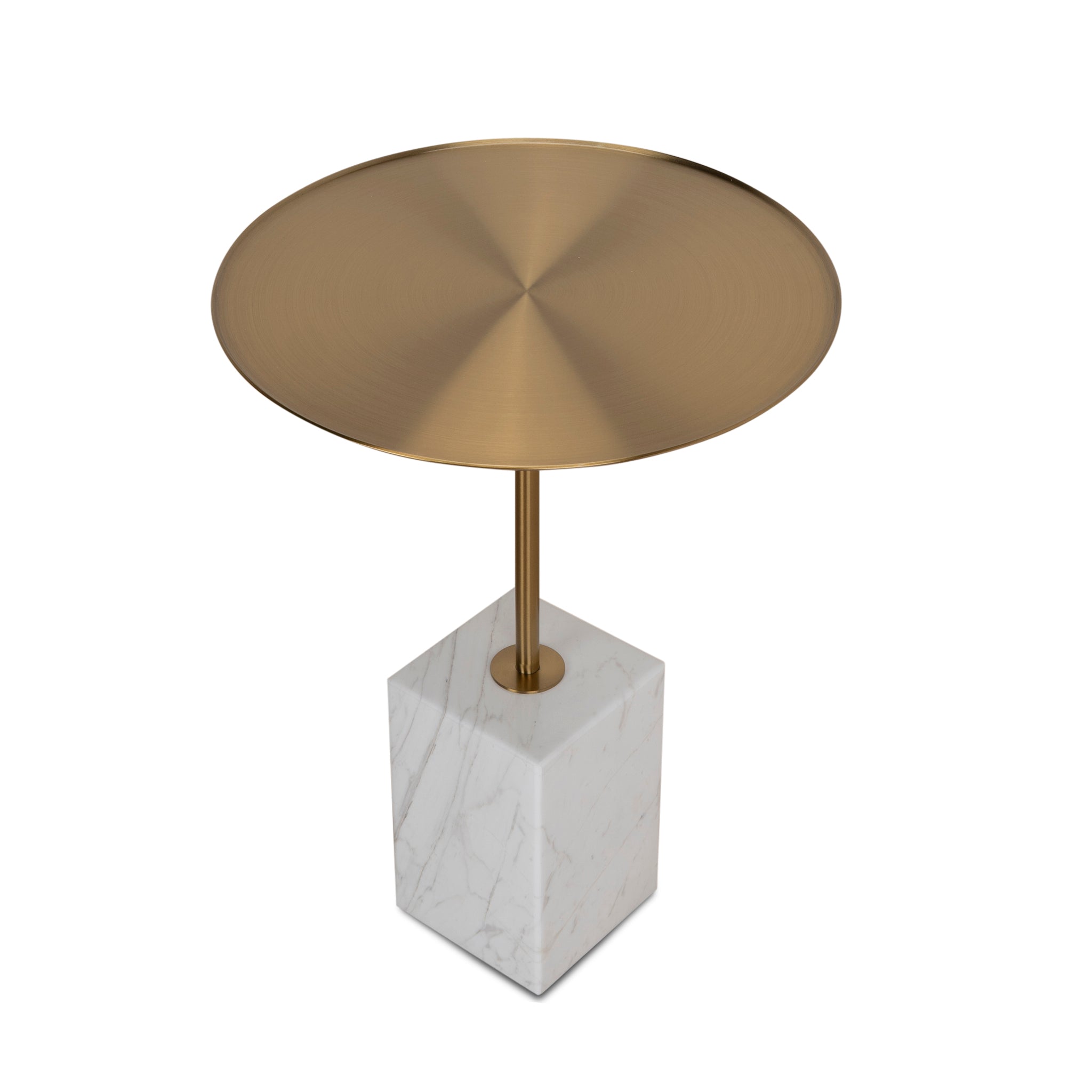 Pravina 45cm Brushed Gold Side Table - Carrara Marble