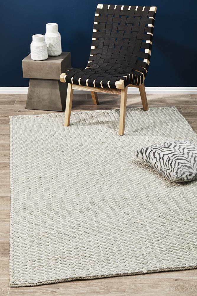 Saul Helena Woven Wool Rug Grey White