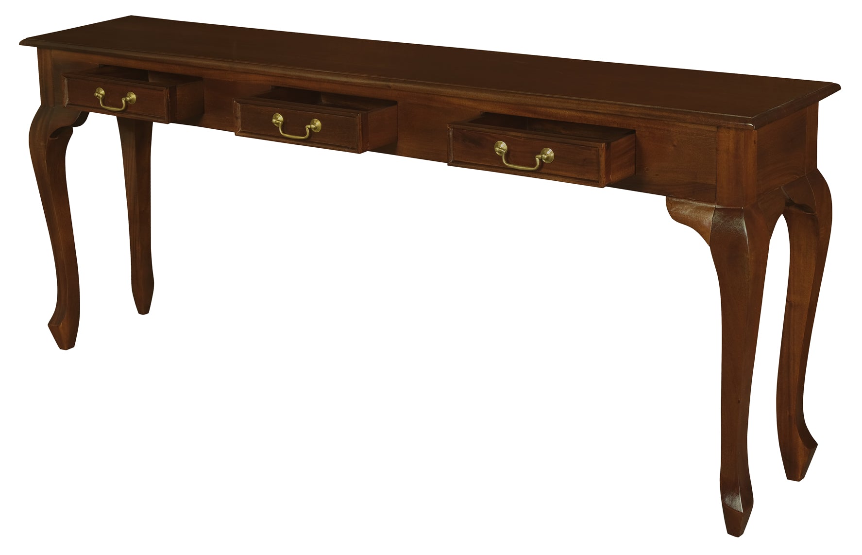 Queen Ann 3-Drawer Sofa Table - Mahogany