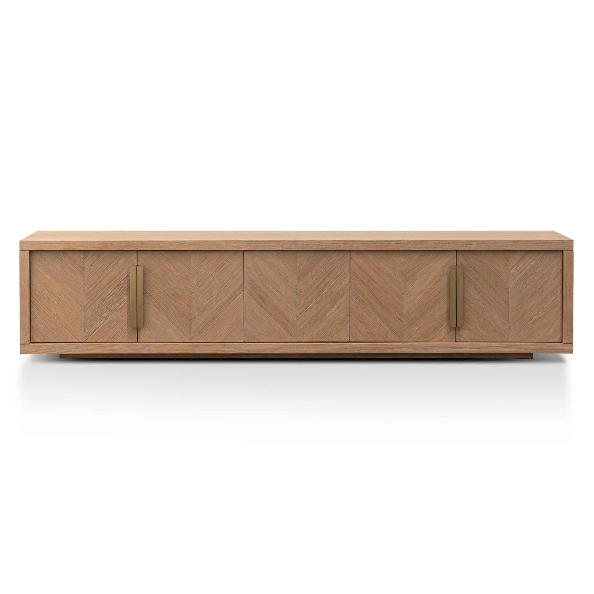 Miriam 2.23m Entertainment TV Unit - Dusty Oak with Gold Handle