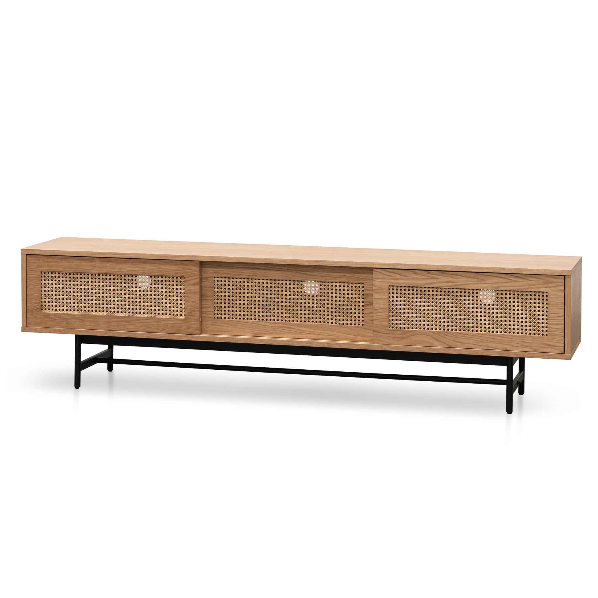 Debora Oak TV Entertainment Unit - Natural with Natural Rattan Doors