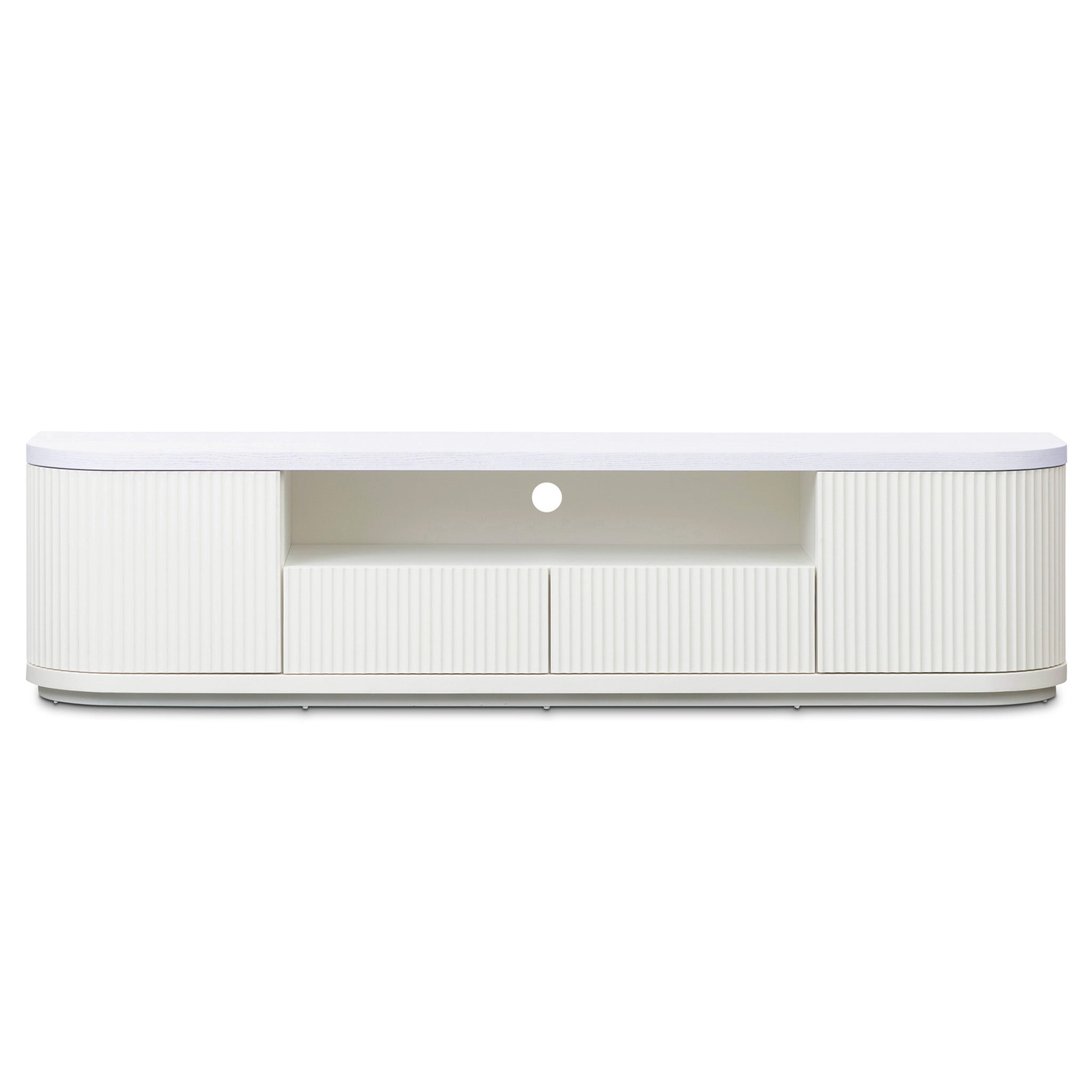 Elino 2m Veneer Top Entertainment TV Unit - Two Tone White