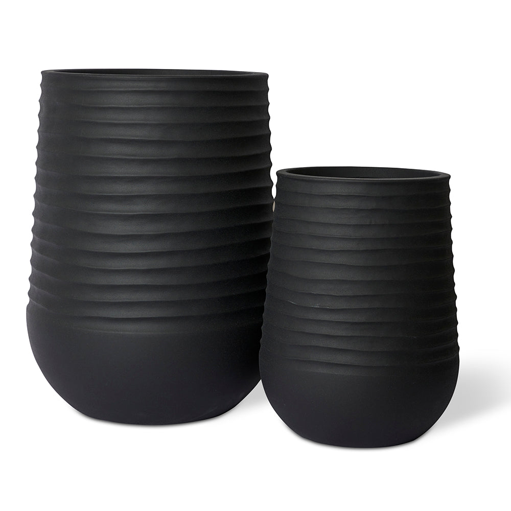 Karsen Tall Stonelite Planter - Black (Set of 2)