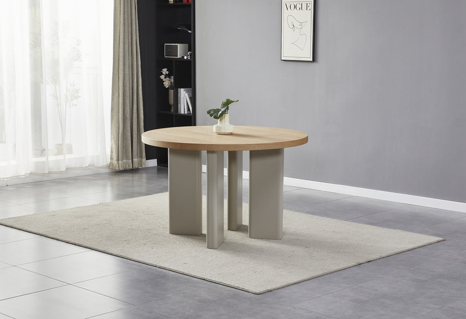 Western Round Dining Table - Oak / Grey